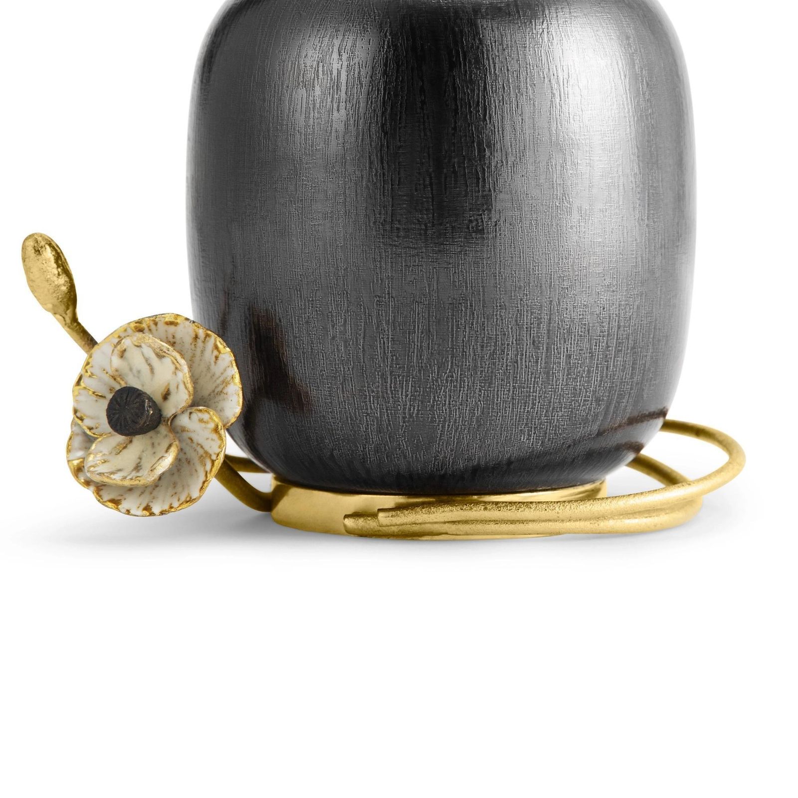 Pair Of Small Contemporary Black And Gold Metal Anemone Vase photo for sale