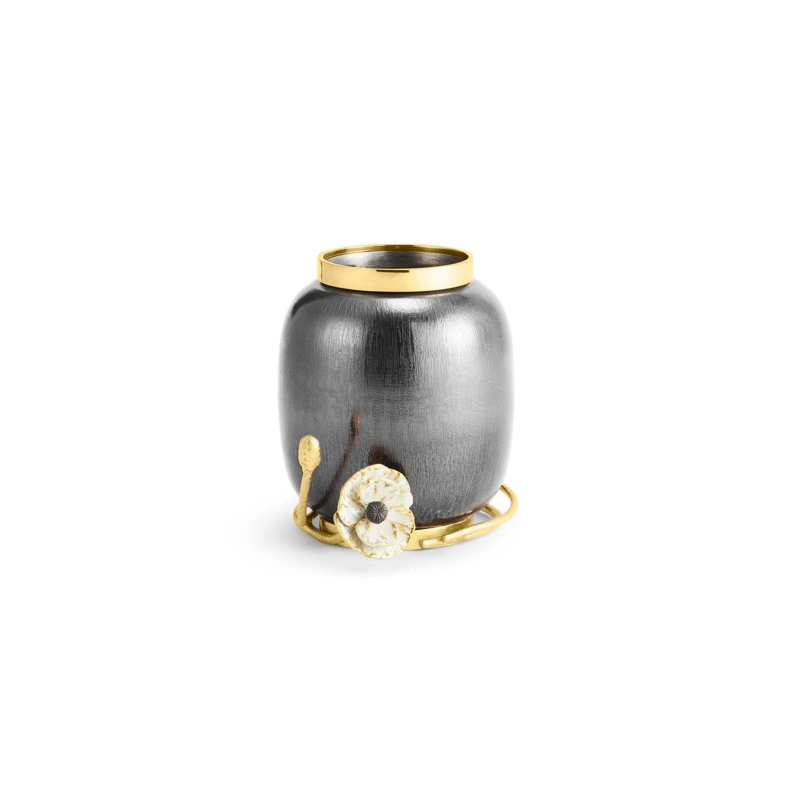 Pair Of Small Contemporary Black And Gold Metal Anemone Vase photo Home Decor