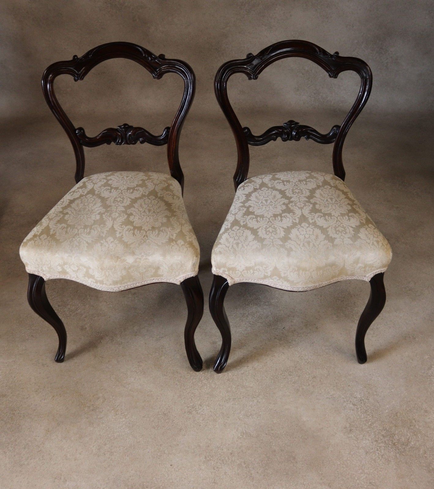 Set Of 4 Antique Victorian Rosewood Balloon Back Dining Chairs photo Furniture
