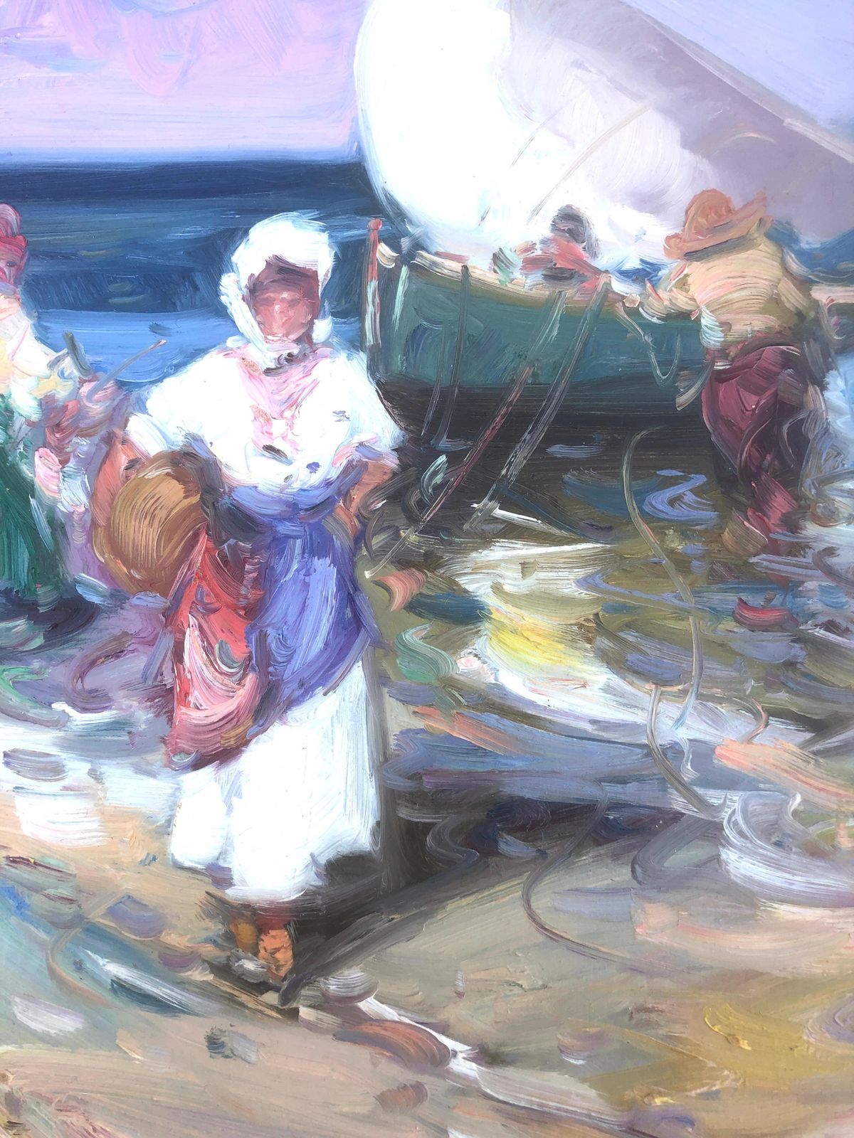 Gabriel Casarrubios – Spaanse vissersvrouwen op Mediterraan strand – post-impressionistisch kustlandschap, ca. 2000 photo buy
