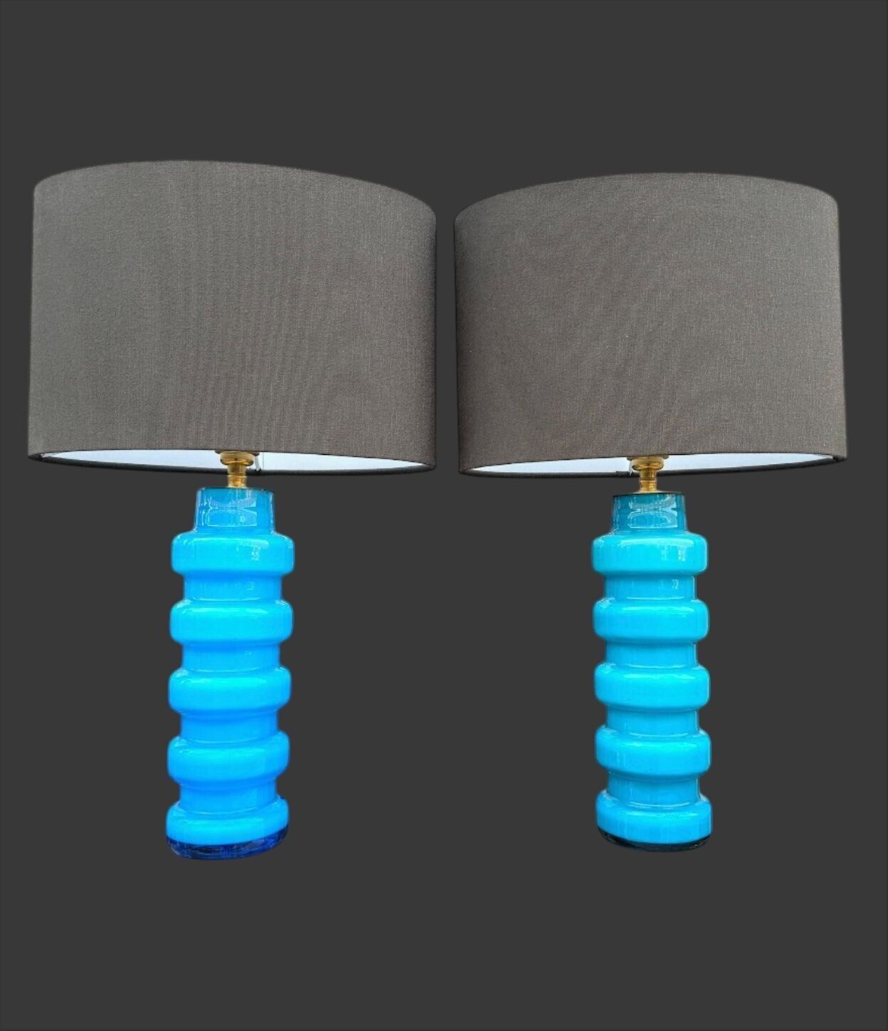 A Pair Of 1960s Danish Glass Lamps By Holmegaard With Brass Fittings photo 1750.0