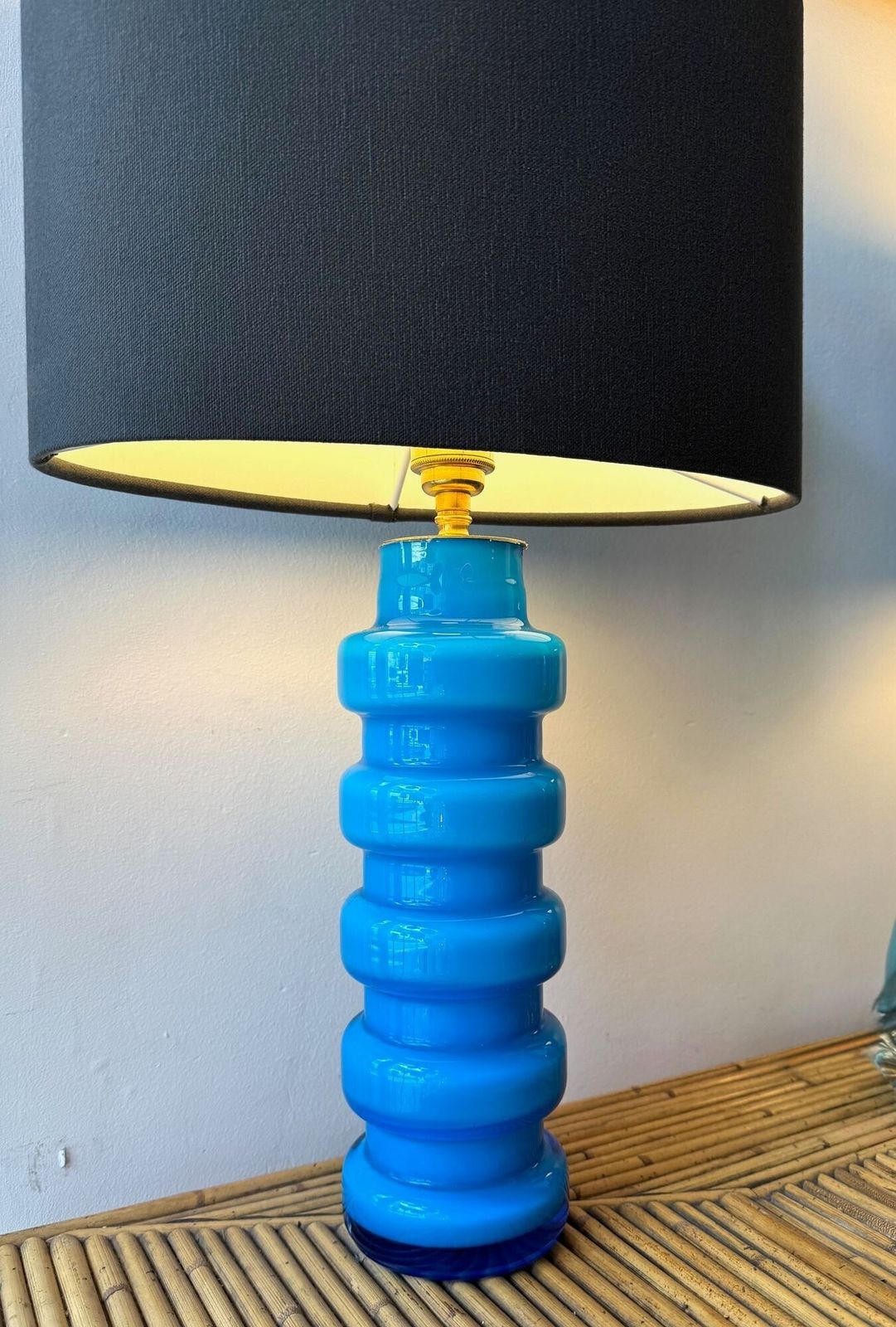 Lighting A Pair Of 1960s Danish Glass Lamps By Holmegaard With Brass Fittings photo