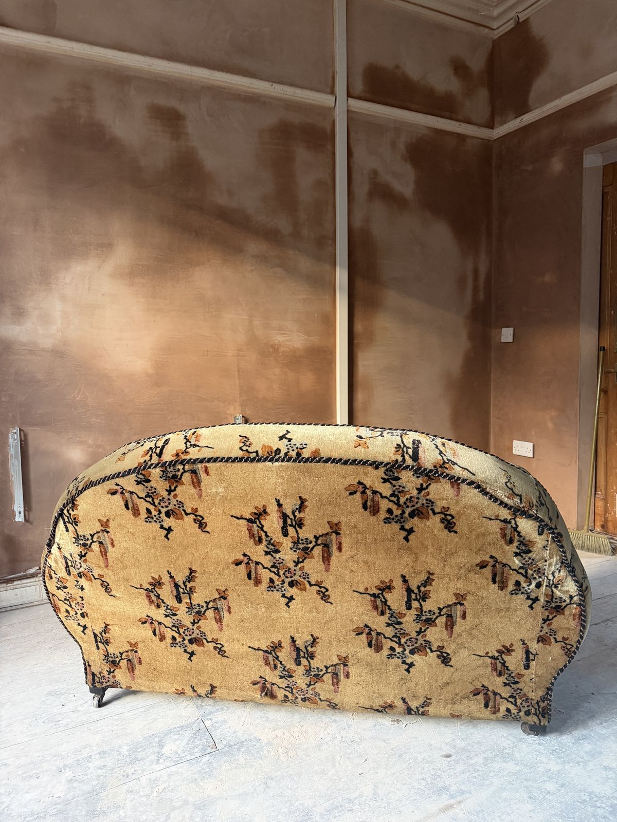 Antique Three Piece Upholstered Suite   Sofa & Matching Armchairs photo for sale