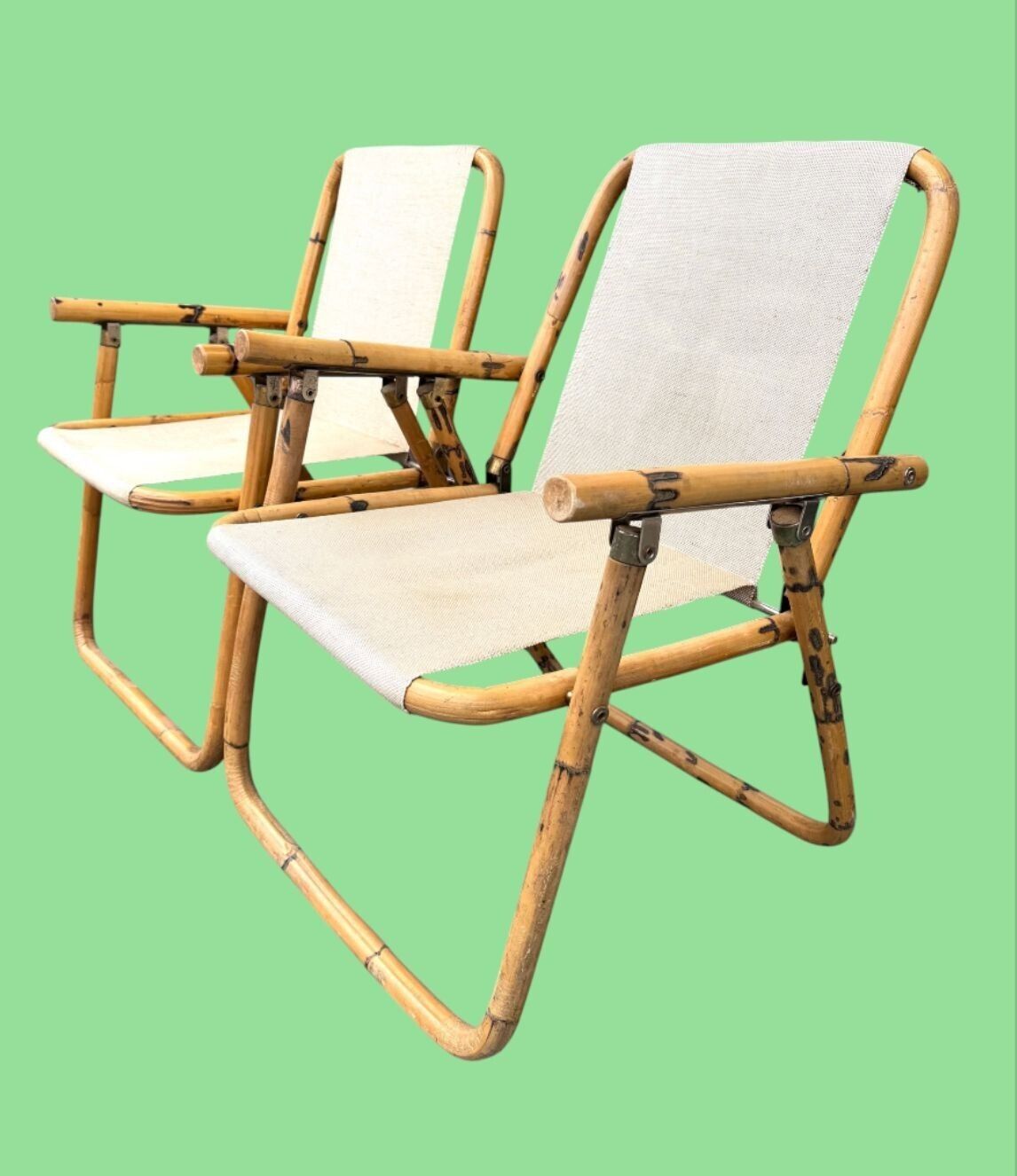 A Pair Of 1970s Italian Folding Bamboo Chairs By Dal Vera photo furniture