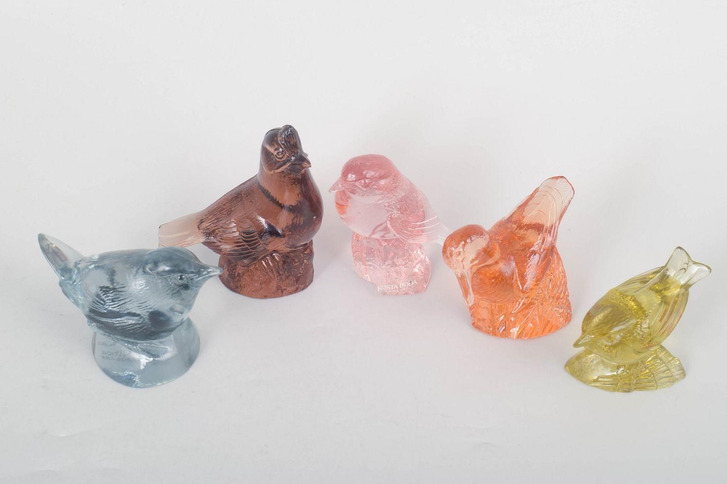 Paul Hoff, Kosta Boda. Set Of Five Art Glass Bird Figurines For Wmf. 1980s photo furniture