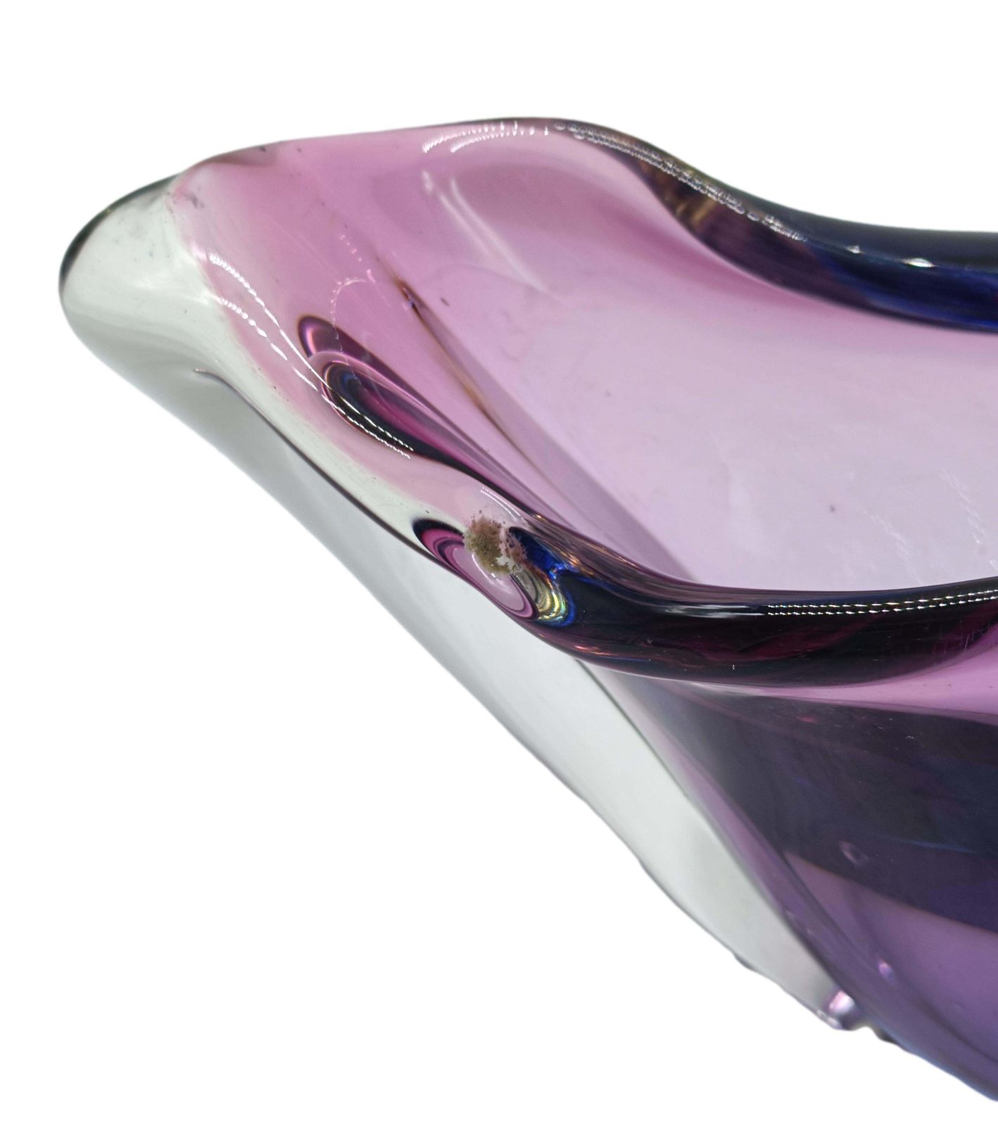 Flavio Poli For Seguso Purple Submerged Murano Glass Centerpiece, 1960s photo vintage