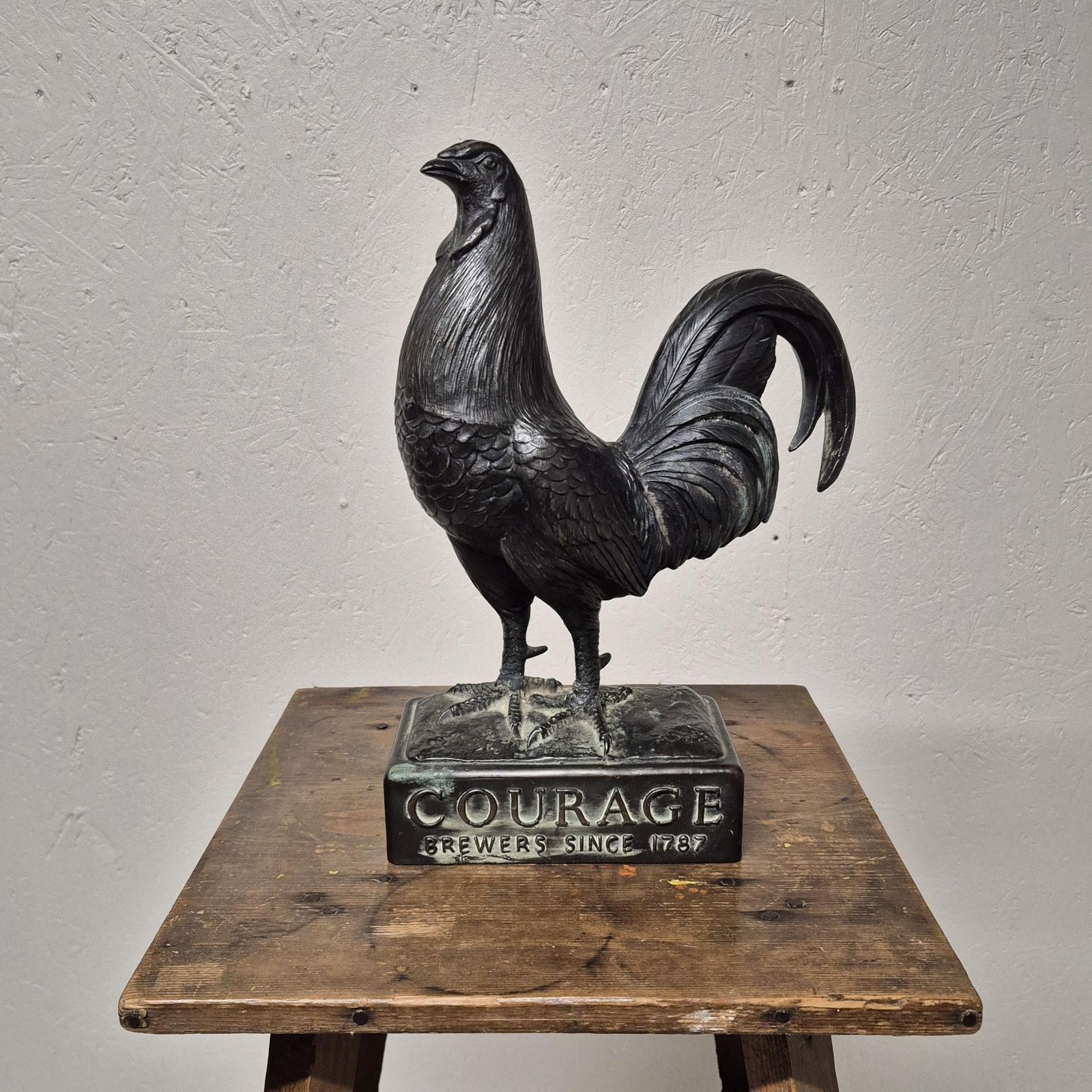 Advertising Courage Ales Brewery Cast Bronze Metal Cockerel Figure photo furniture