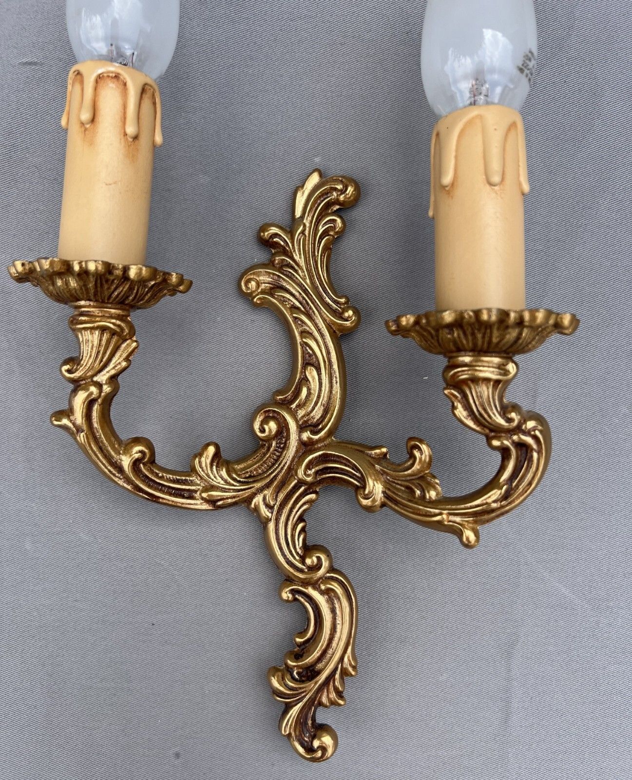 Pair Of Wall Sconces Vintage French Style Brass Decorative Wall Lamps Lot 6007 photo Lighting
