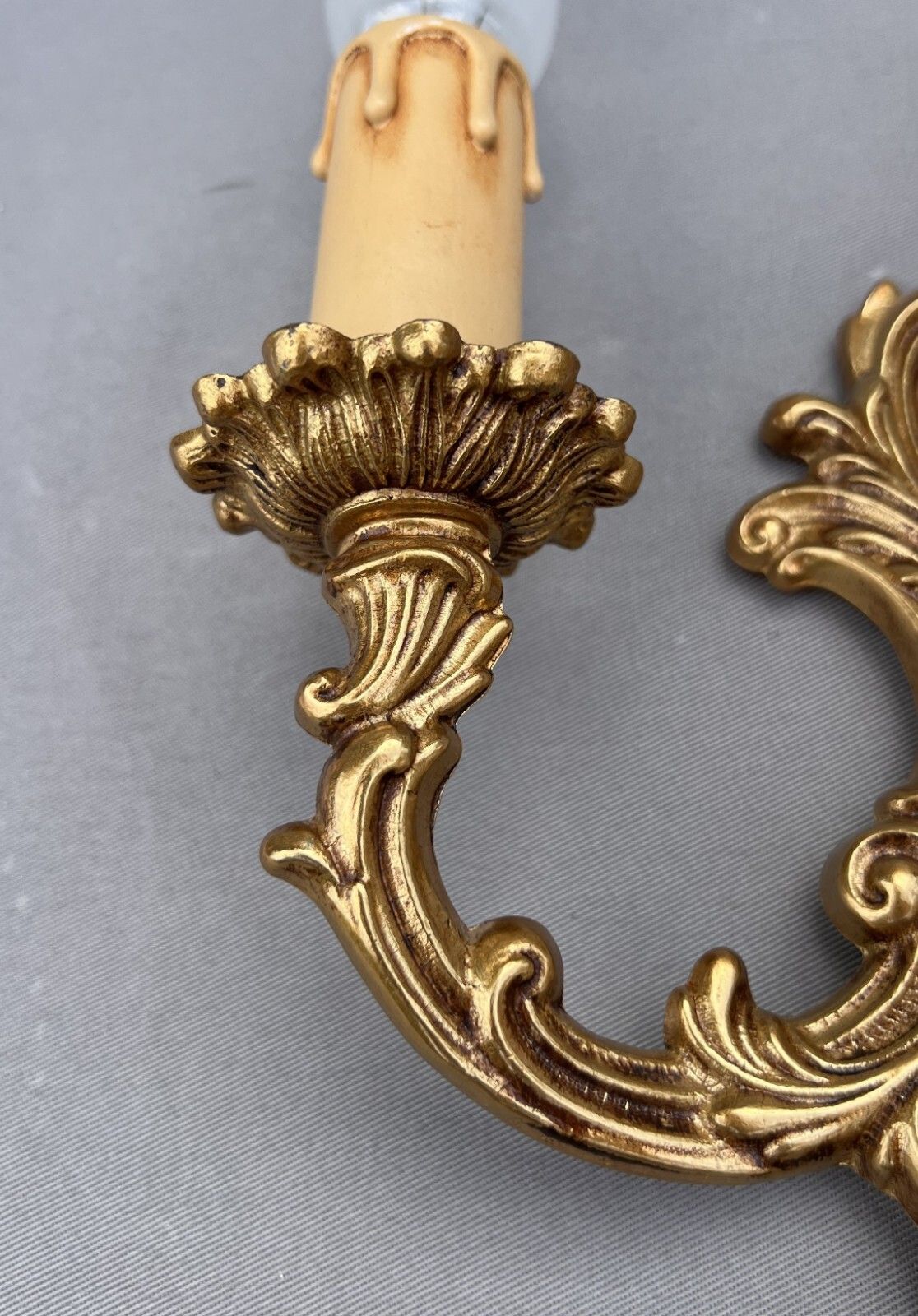 Pair Of Wall Sconces Vintage French Style Brass Decorative Wall Lamps Lot 6007 photo buy