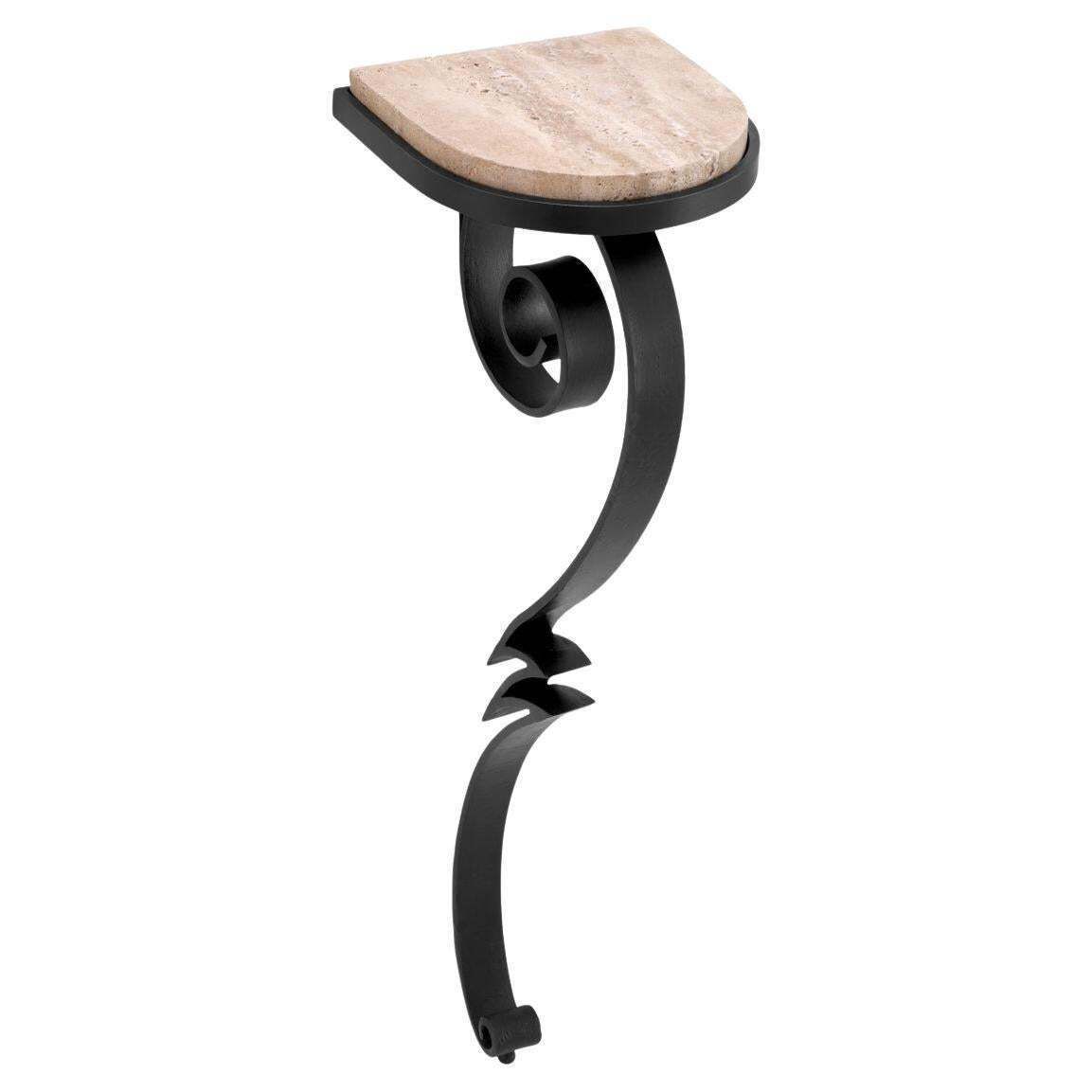 Metal And Travertine Wall Mounted Console Table
