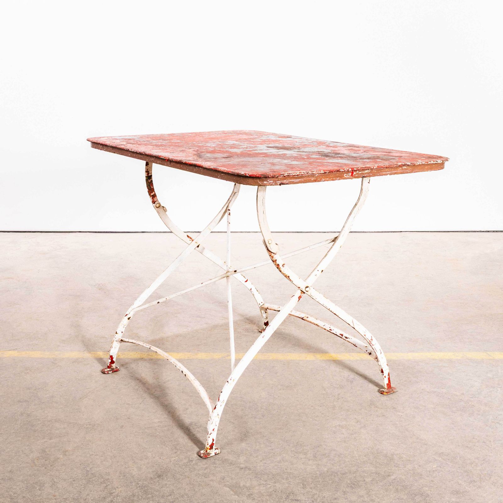 1950's Red Top Heavy Weight French Garden Folding Table