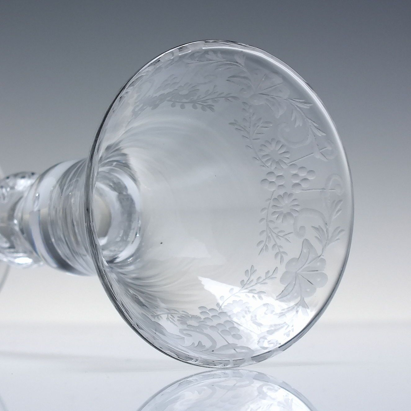 Georgian Engraved Light Baluster Wine Glass C1740 photo 580.0