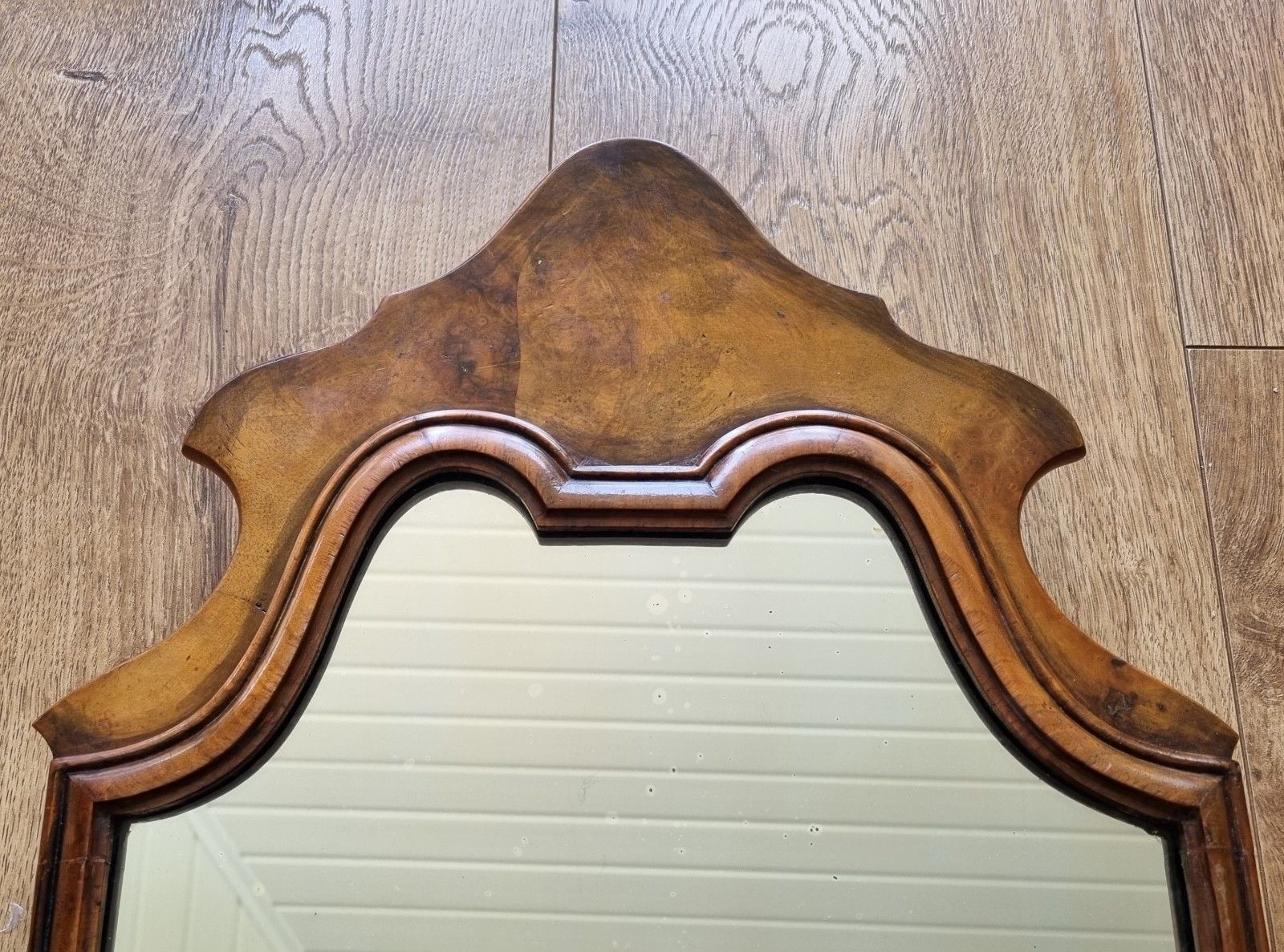 Antique Walnut Pier Mirror Queen Anne Style Arched 59cm X 30cm photo buy