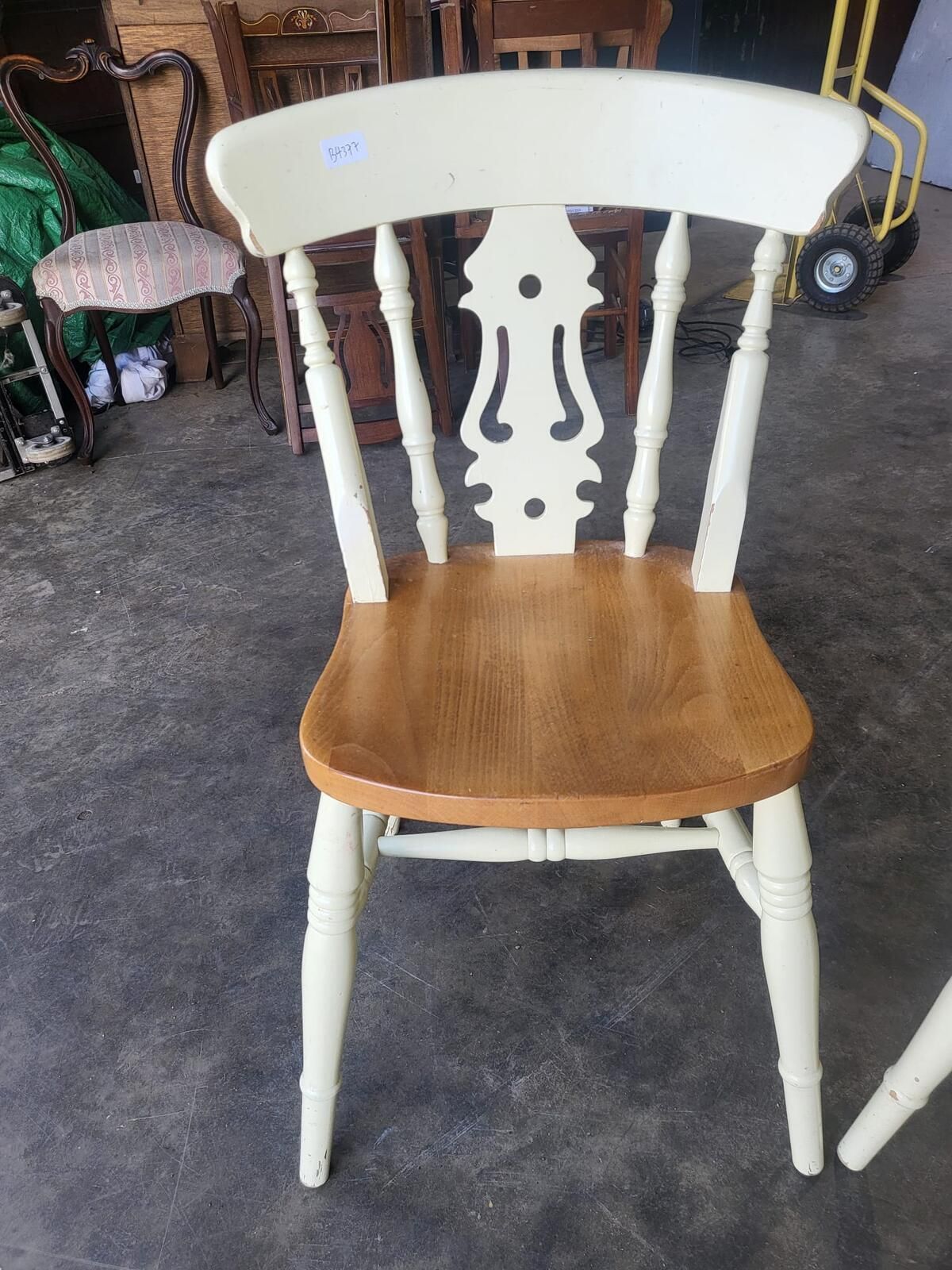 Four 4 Painted Wood Kitchen Country Dining Chairs photo Furniture