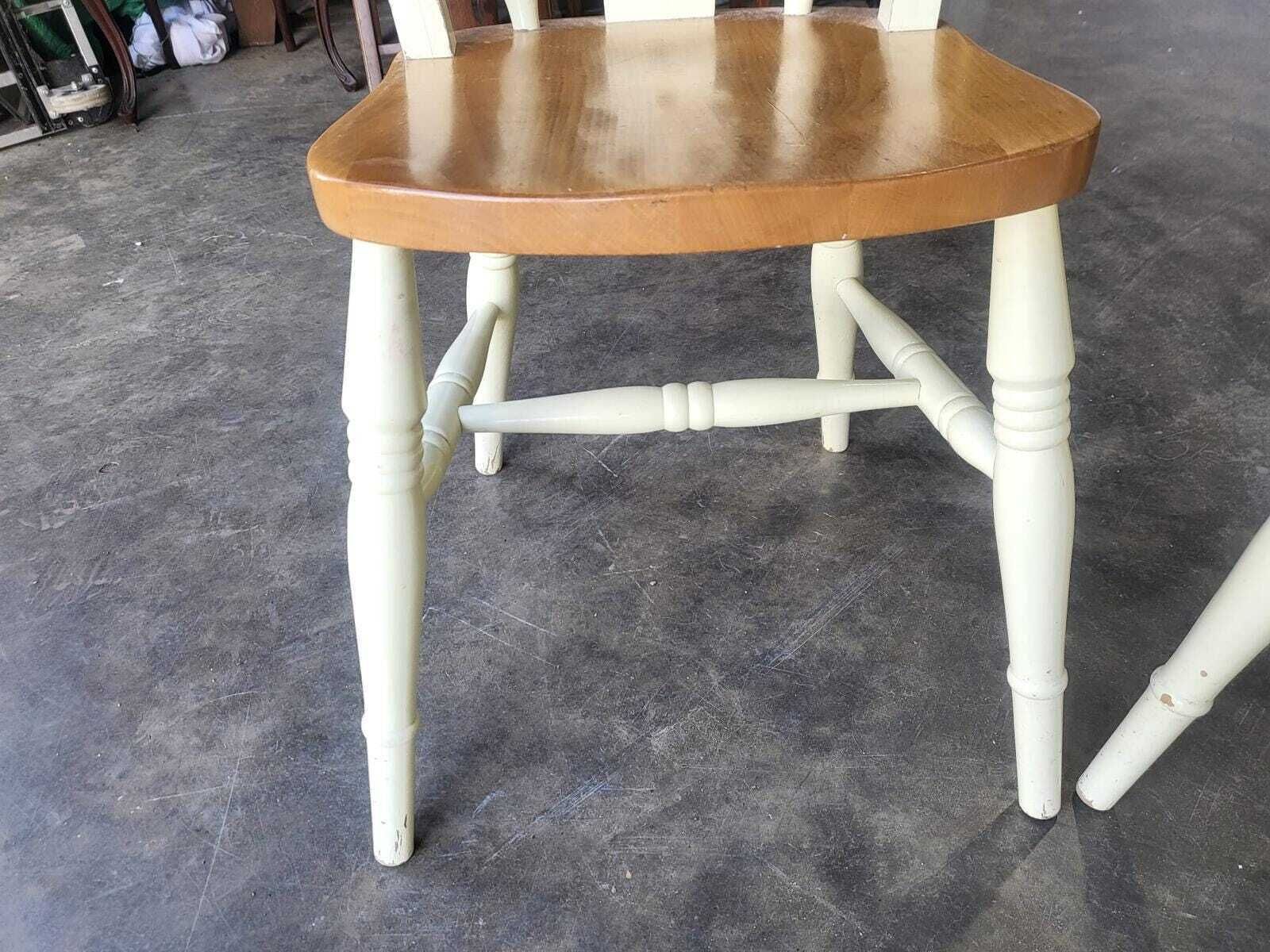 Four 4 Painted Wood Kitchen Country Dining Chairs photo 225.0