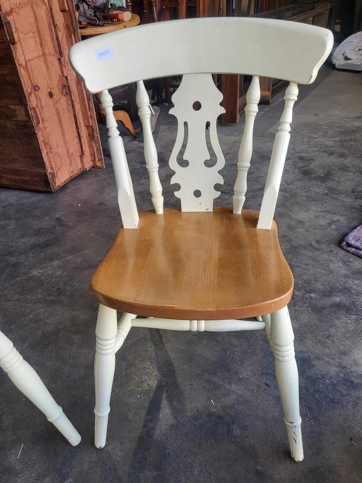 Four 4 Painted Wood Kitchen Country Dining Chairs photo vintage