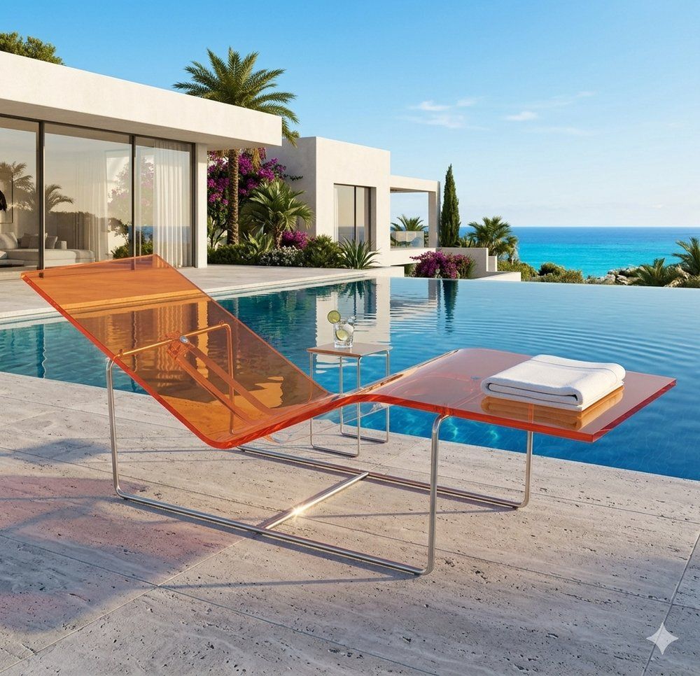 Postmodern Futurism Out/In Chaise Longue In Amber Colored Acrylic By Jean Marie Massaud For Driade, 2001 photo furniture