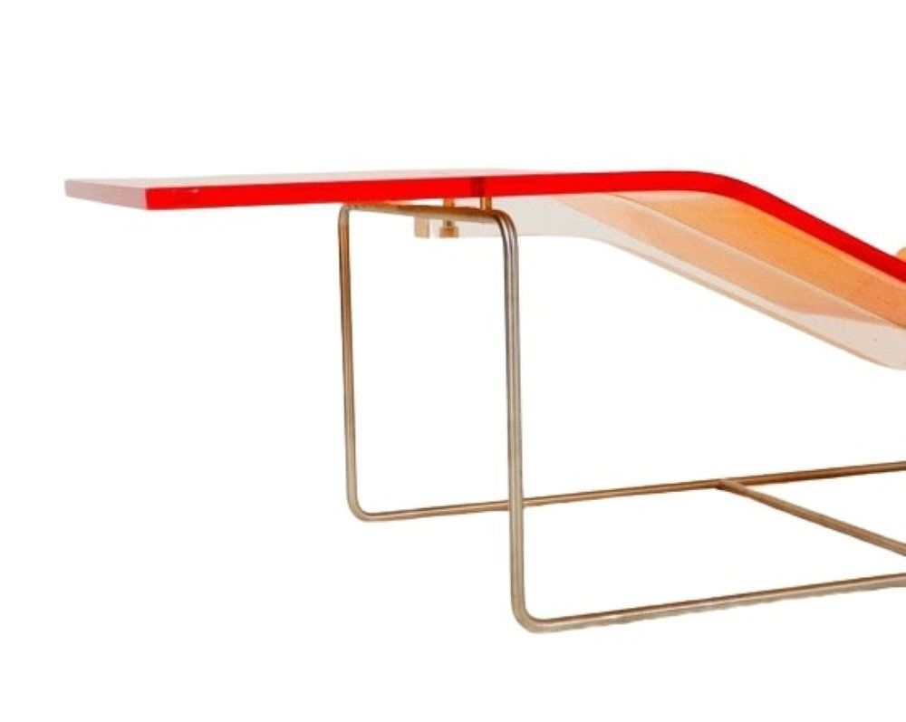 Postmodern Futurism Out/In Chaise Longue In Amber Colored Acrylic By Jean Marie Massaud For Driade, 2001 photo vintage