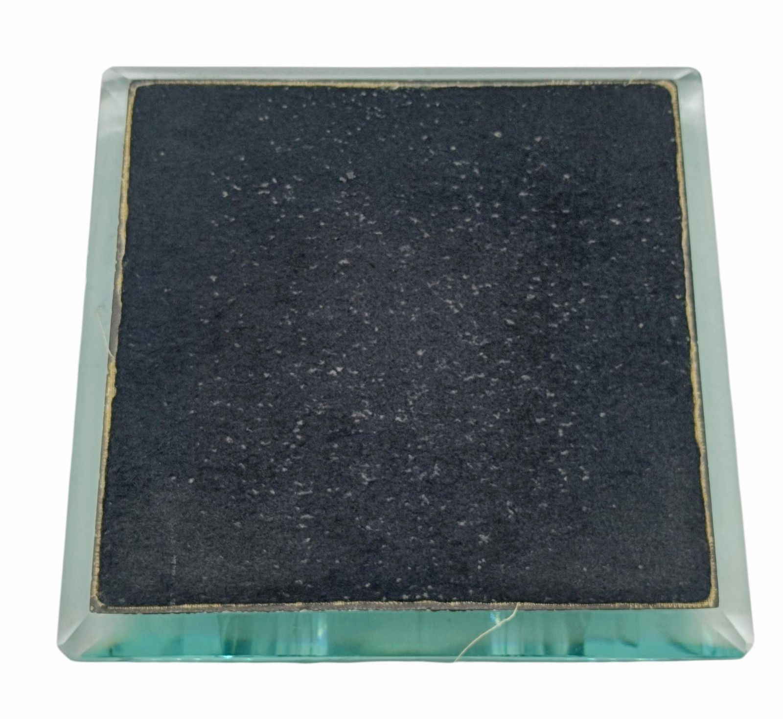 Fontana Arte Style Square Glass Bowl Emptier In Solid Green Ground Glass, 1970s photo buy