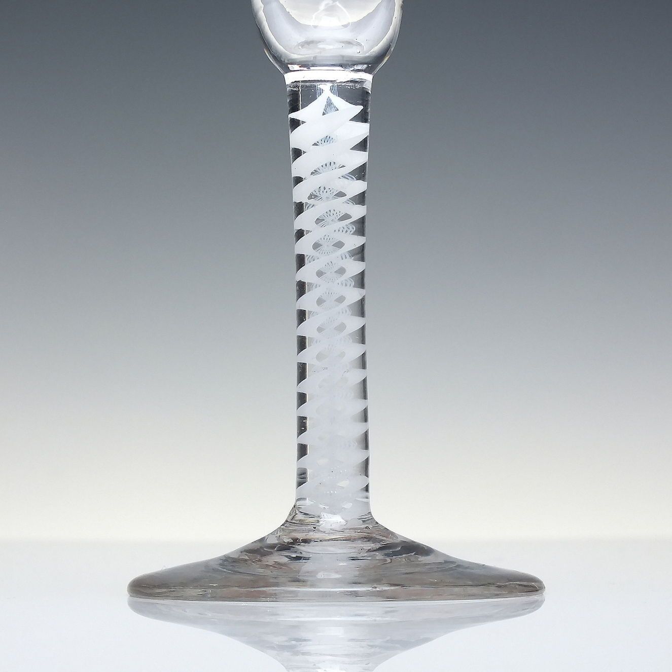 Rare Georgian 18th Century Pan Top Opaque Twist Wine Glass C1760 photo for sale