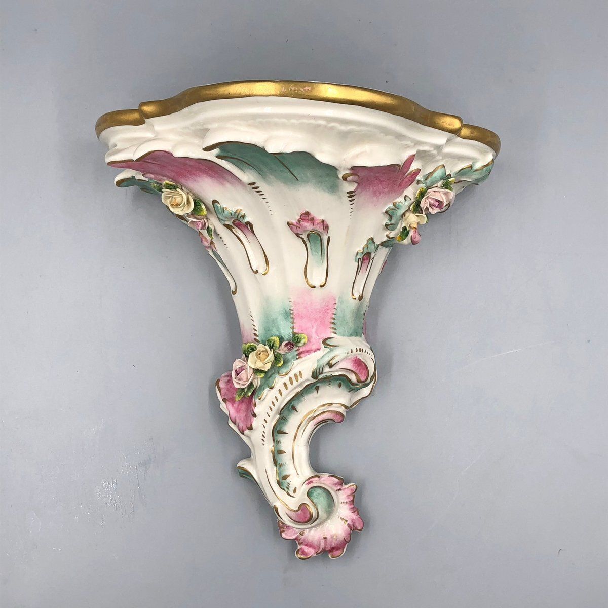 Hand Painted Porcelain Wall Brackets In Rococo Style By Kämmer, Dresden, Set Of 3 photo Art