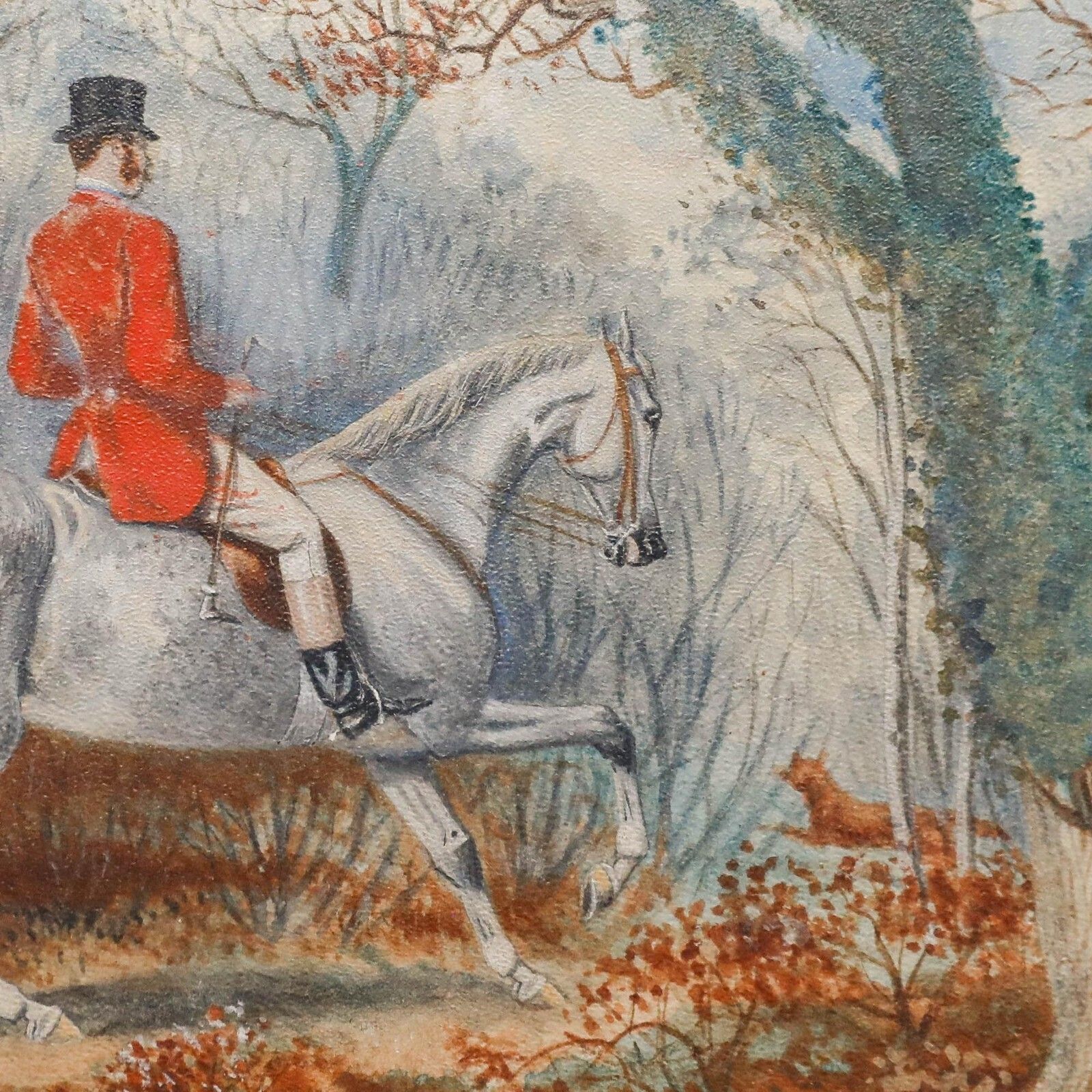 T. Walsh 19th Century Watercolour, The Hunt Enters The Wood photo for sale