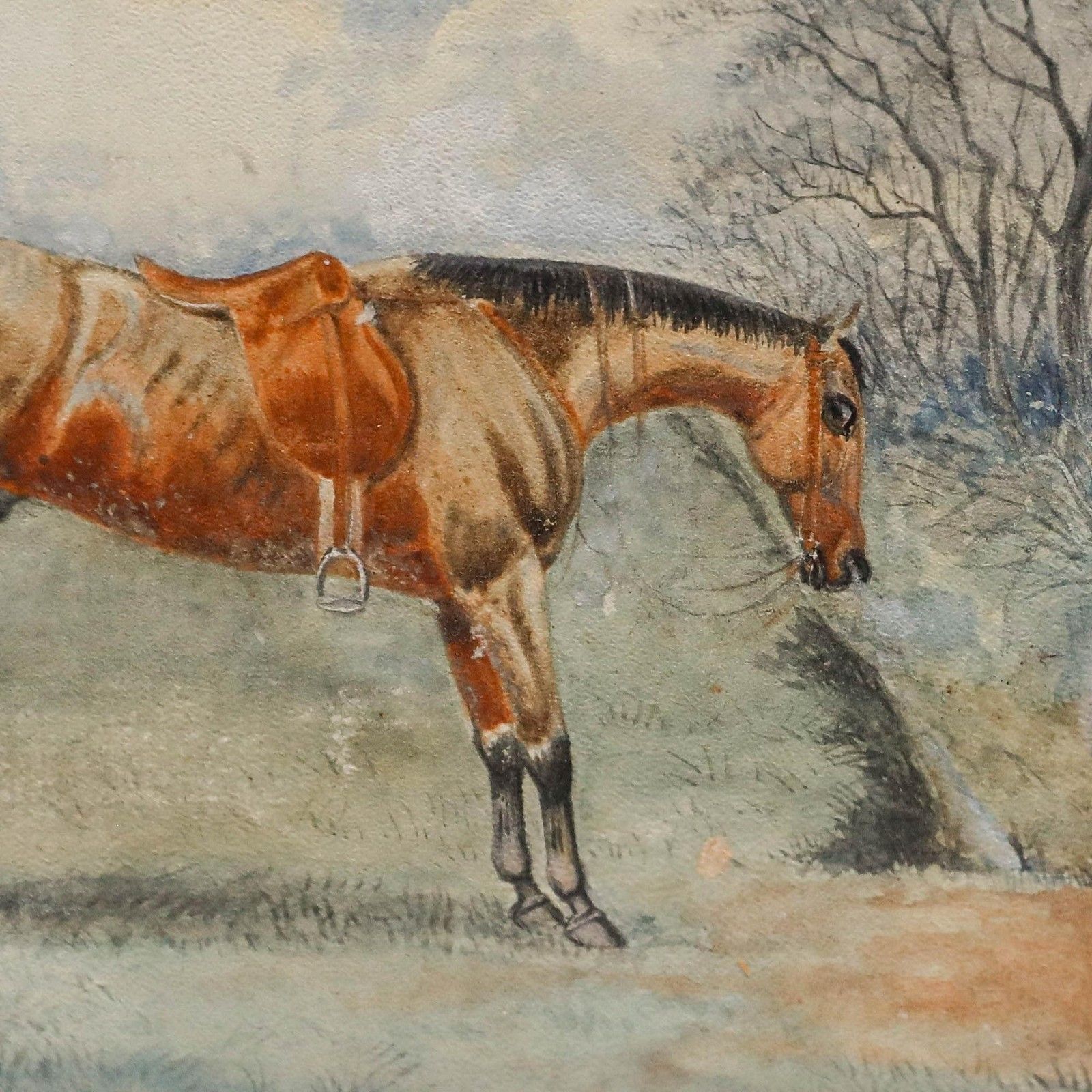 T. Walsh 19th Century Watercolour, The Hunt Pauses photo for sale