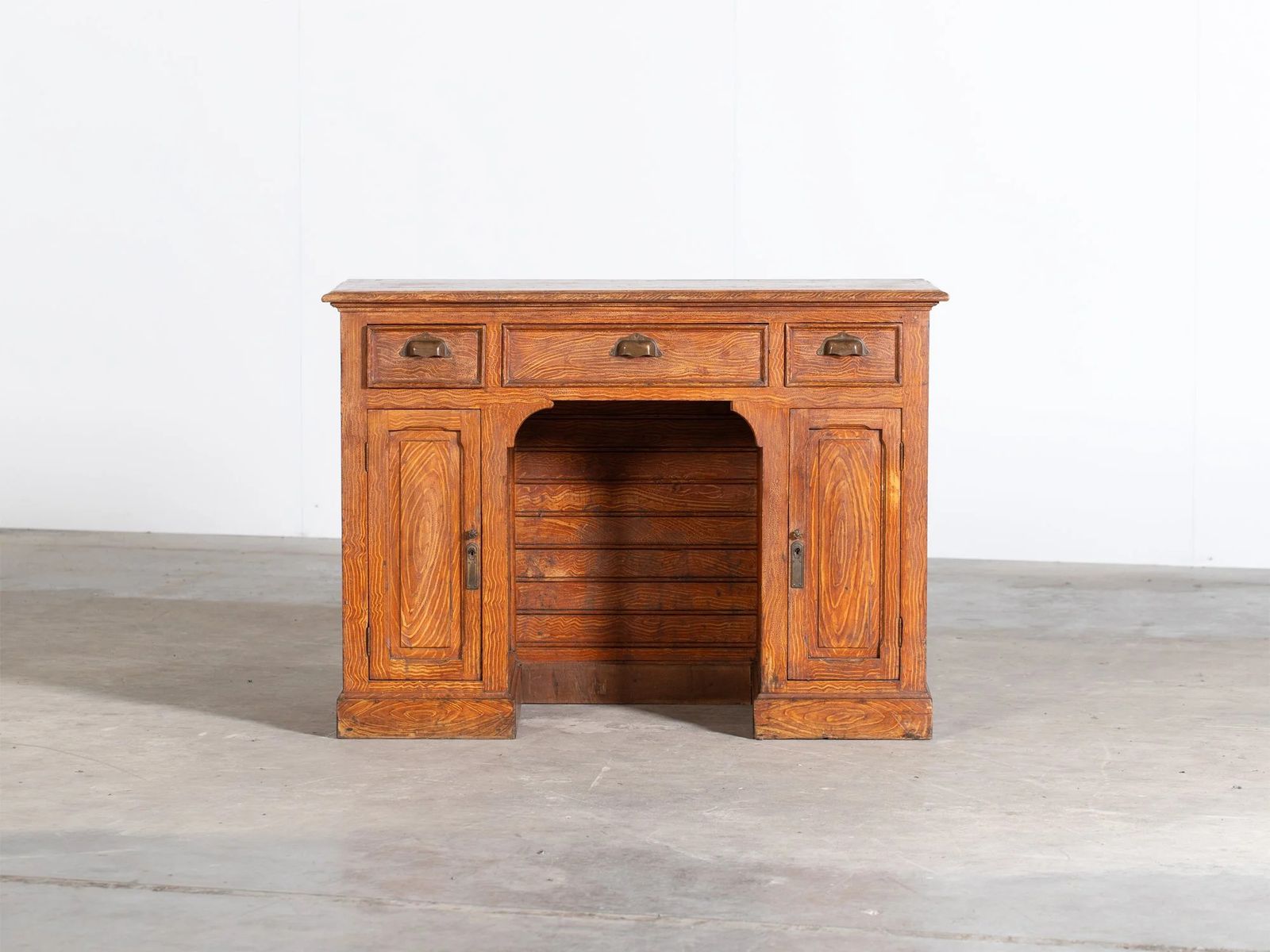 French Scumbled Pedestal Desk, Early 20th Century