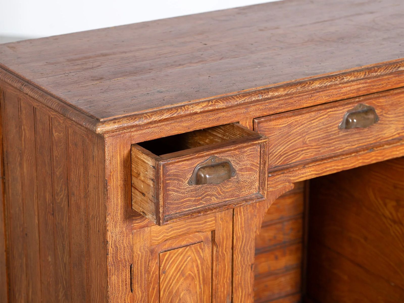 French Scumbled Pedestal Desk, Early 20th Century photo for sale