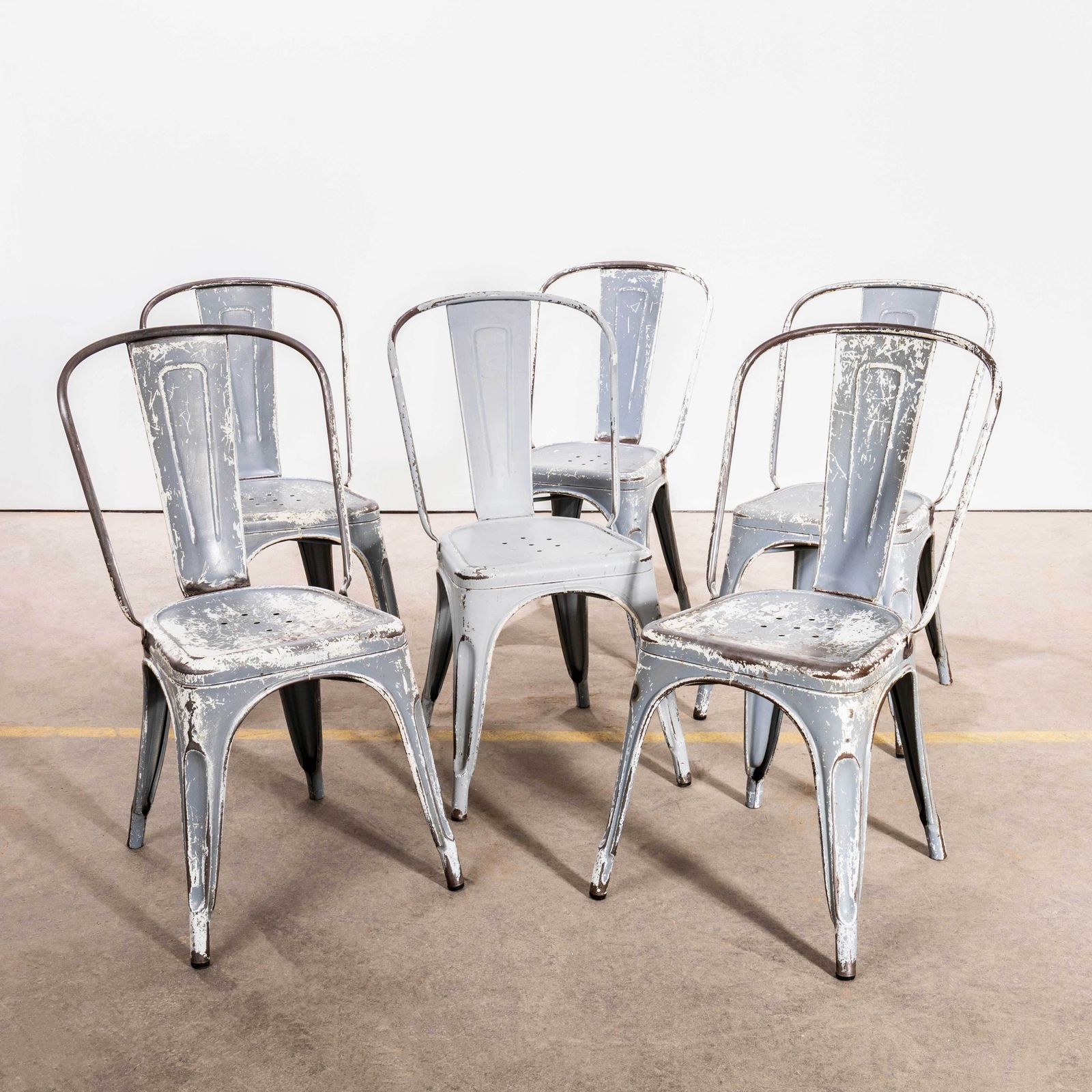 Garden Furniture 1960’s Original Tolix Model A Dining Outdoor Chairs   Grey photo
