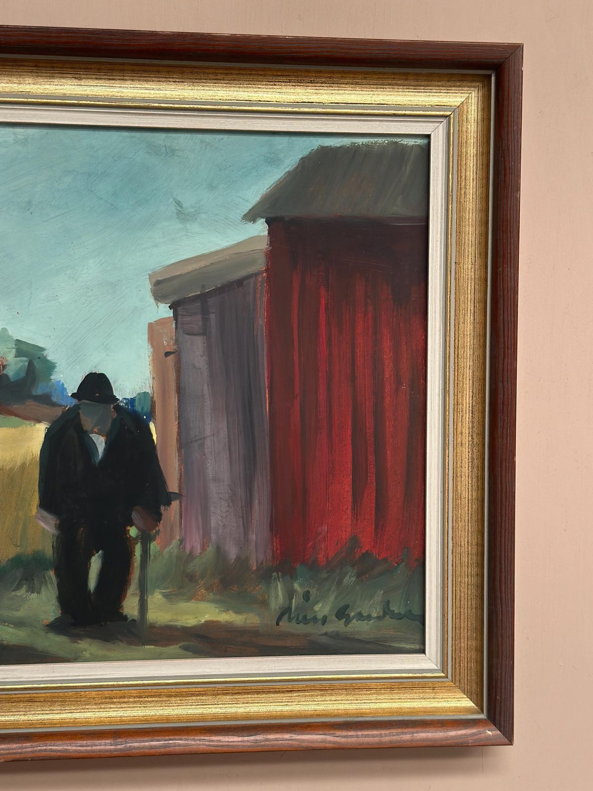 Swedish Mid Century Oil On Panel – "Man Standing" By Svan Grandin, Vintage &  Framed 40 × 38 Cm (15.7" X 15") photo buy
