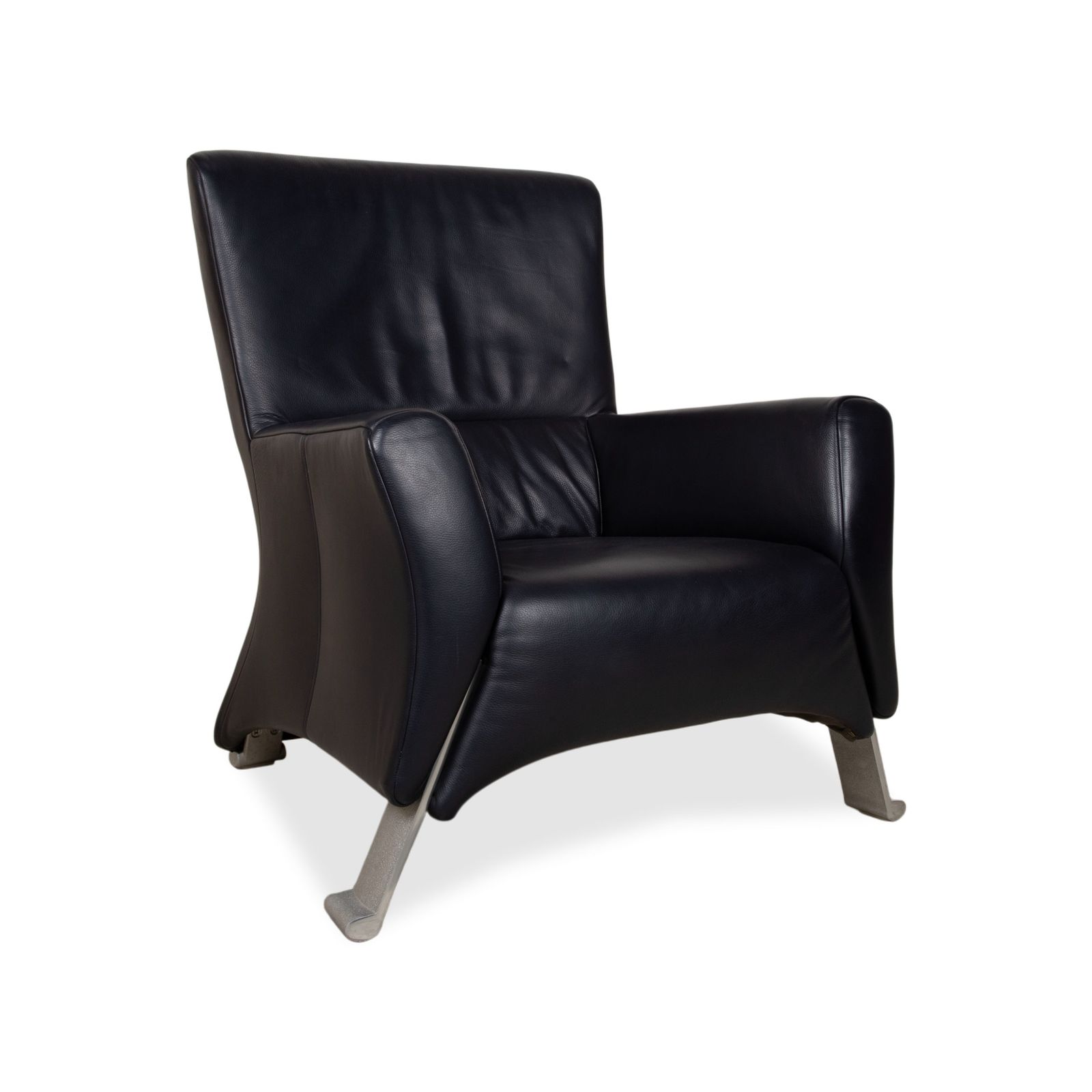 Ensemble fauteuil en cuir Rolf Benz 322 bleu foncé photo for sale