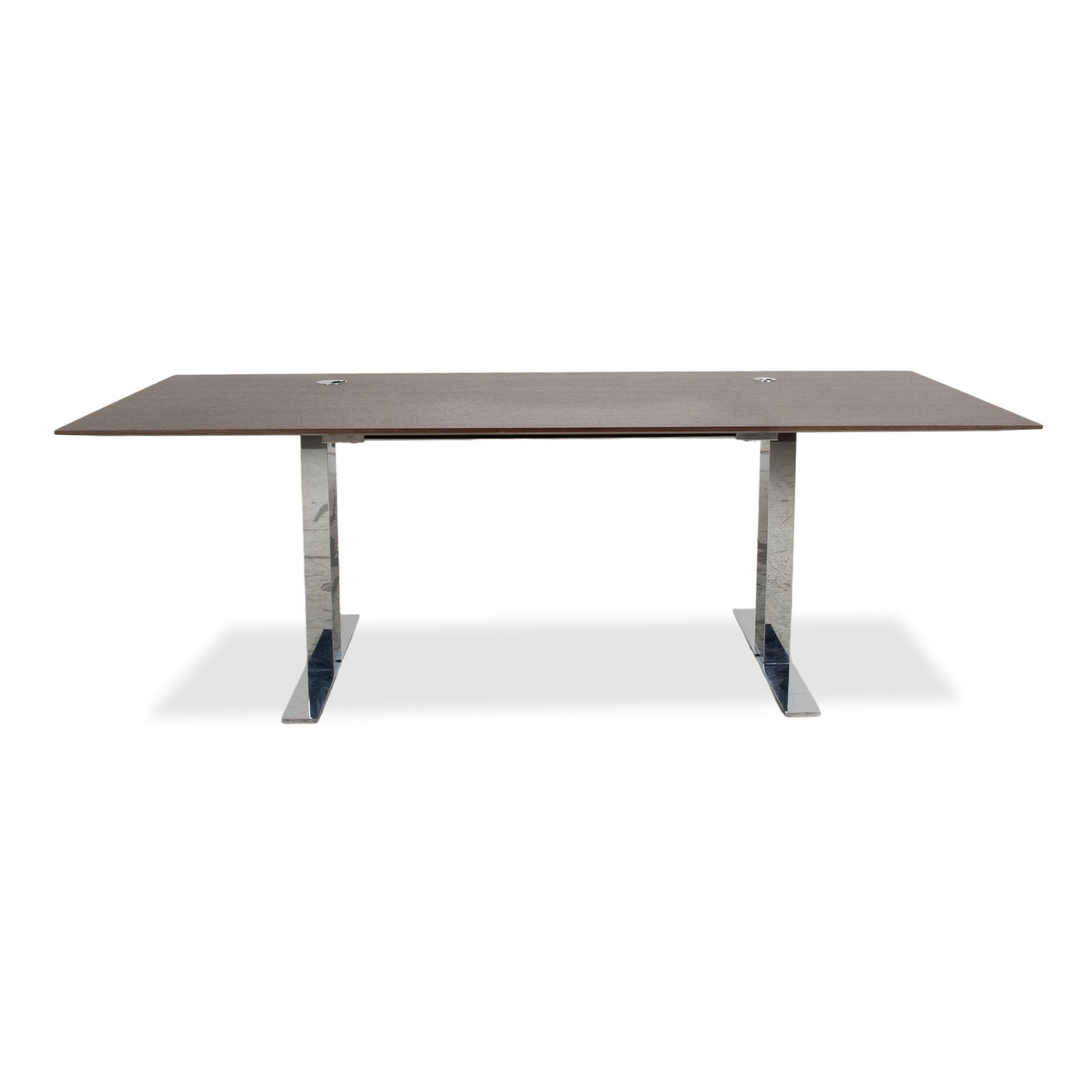 Mobilier Bureau Walter Knoll en bois, brun et chromé, 225 x 100 cm photo