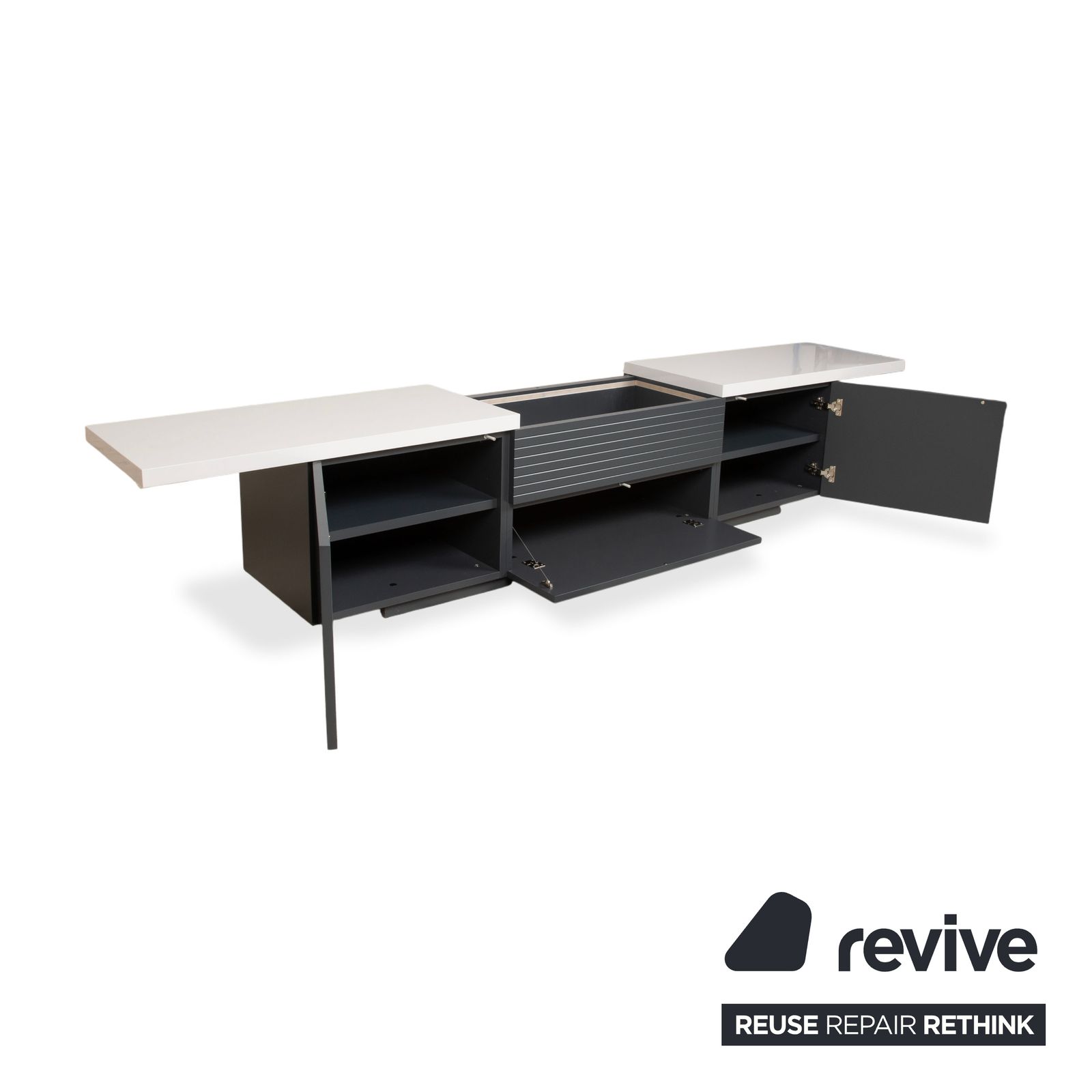 Buffet WK Wohnen en bois, anthracite, gris clair, blanc, fonction manuelle photo Mobilier