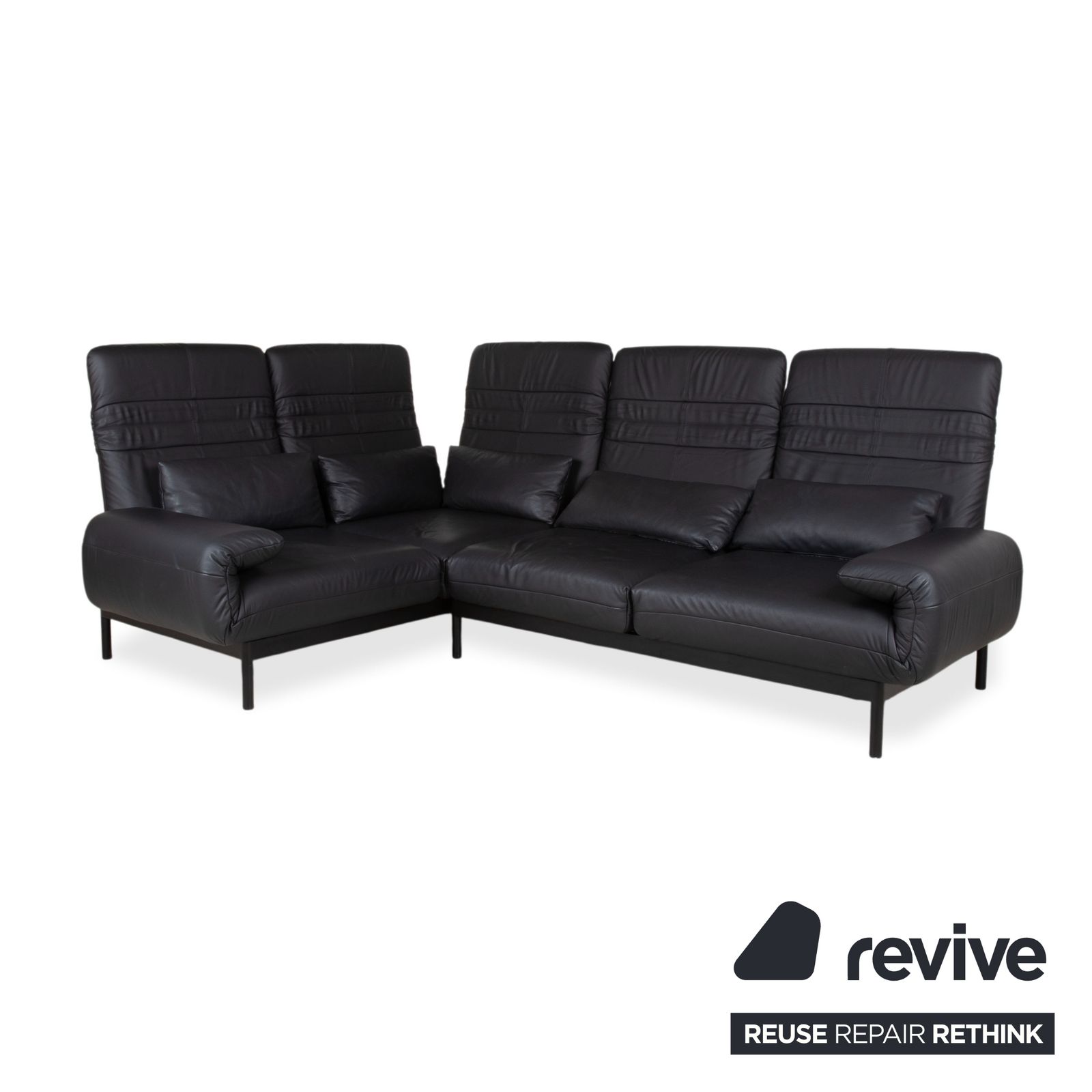 Rolf Benz Plura Leather Corner Sofa Black Manual Function photo Furniture