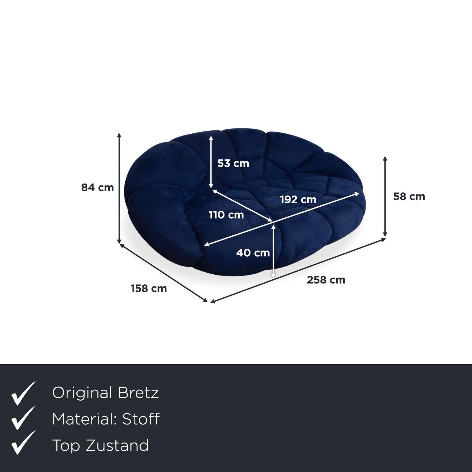 Bretz Kautsch Stof Vierpersoons Saffier Blauw Bank photo furniture