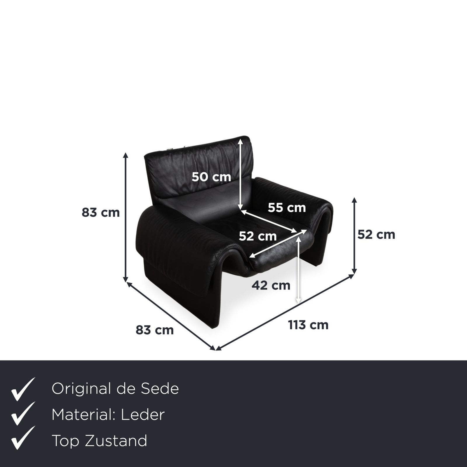 De Sede Ds 2011 Leren Fauteuil Zwart photo furniture