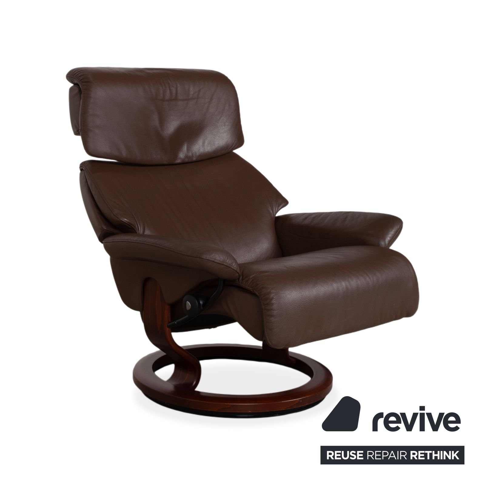 Stressless Dream Leather Recliner Brown Dark Brown Wood Manual Function photo Furniture