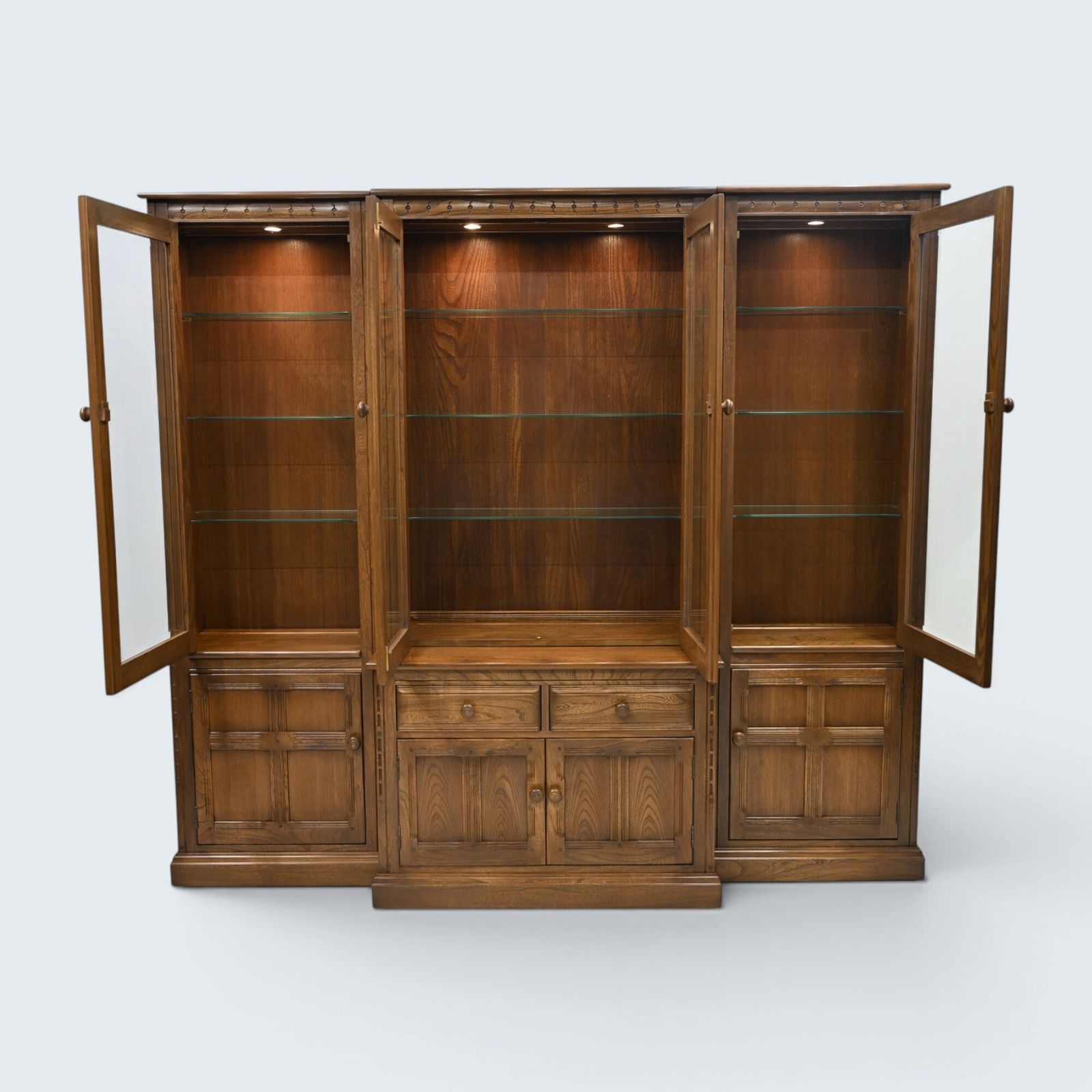 Furniture Ercol Mural Bookcase Display Wall Unit Golden Dawn Free Uk Delivery* photo