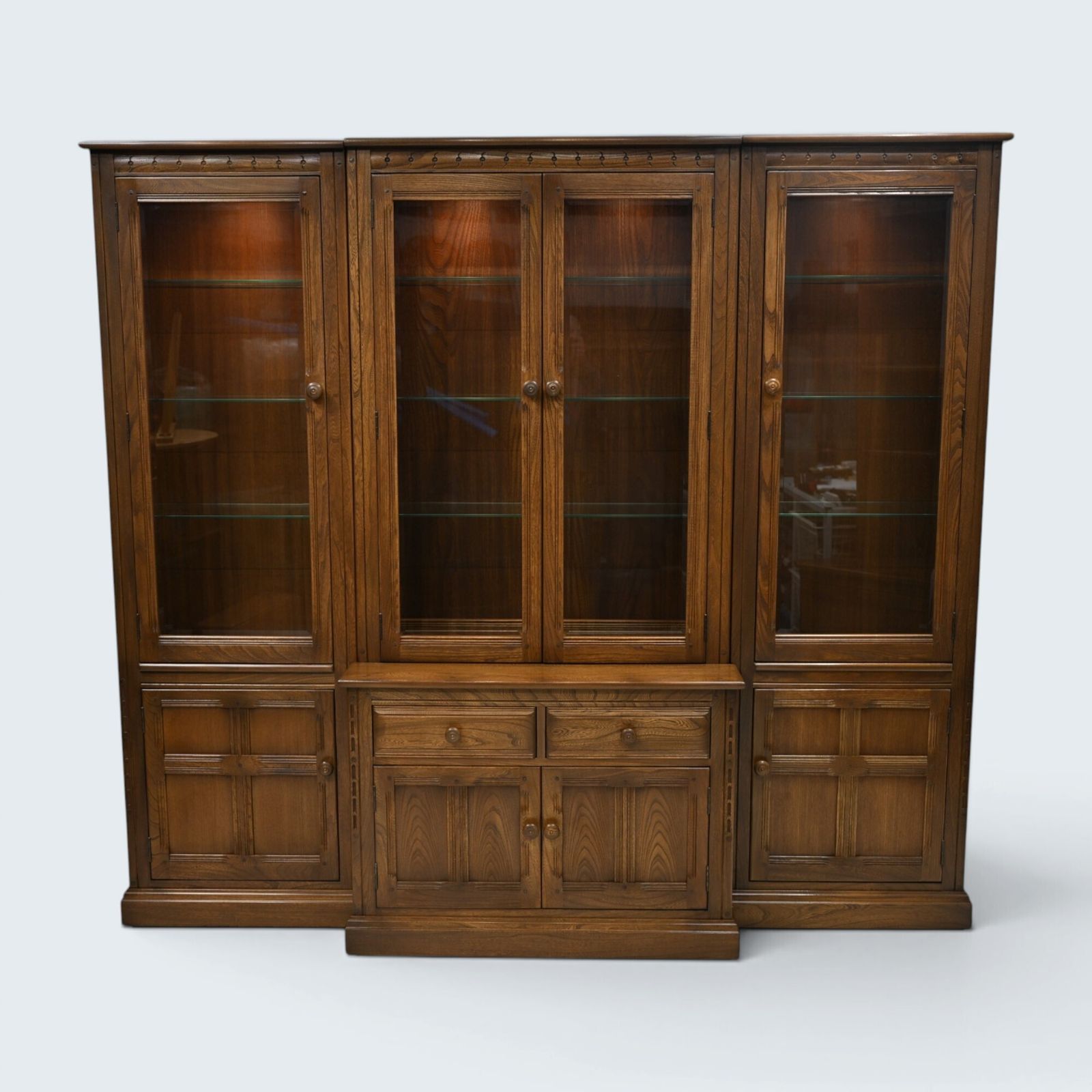 photo vinterior Ercol Mural Bookcase Display Wall Unit Golden Dawn Free Uk Delivery*
