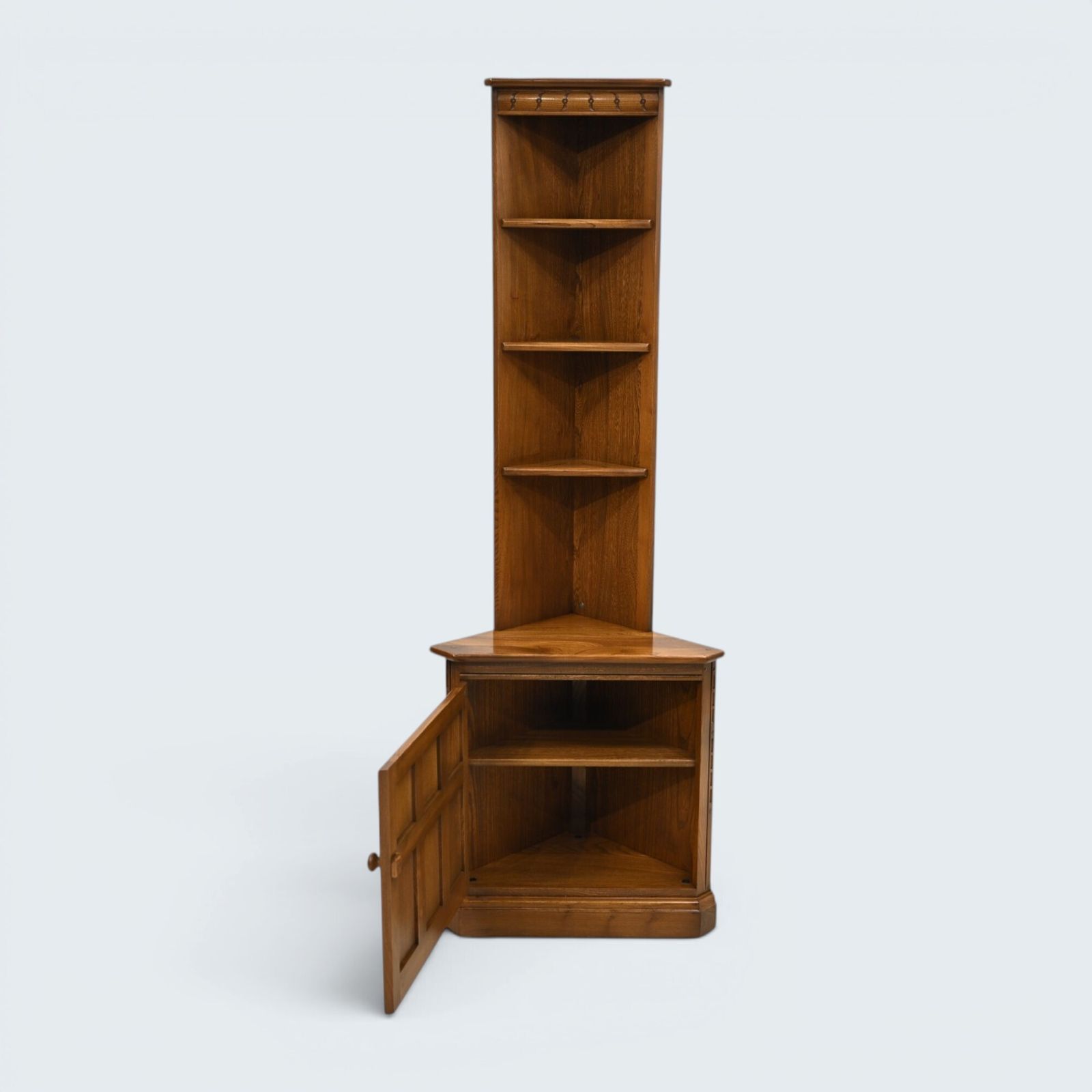 photo furniture Ercol Corner Cabinet With Shelves Golden Dawn Vgc Free Uk Delivery