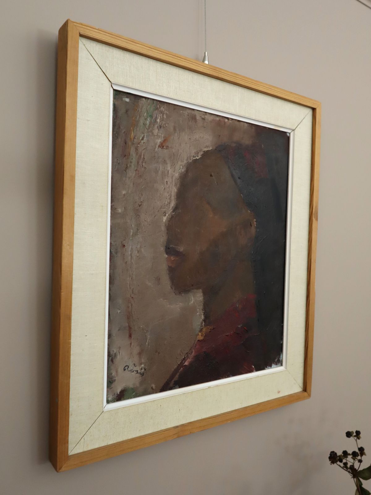 Profiel in Bordeauxrood, olieverfschilderij photo Kunst