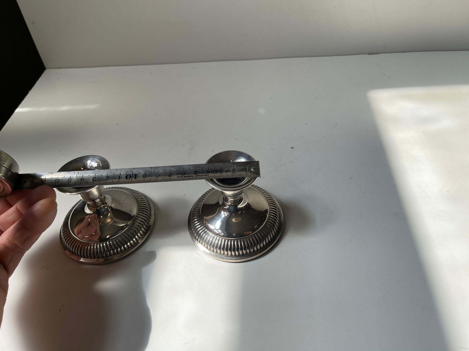 Danish Art Deco   A Pair Of Low Silver Candleholders, Dg 830 Sterling photo vintage