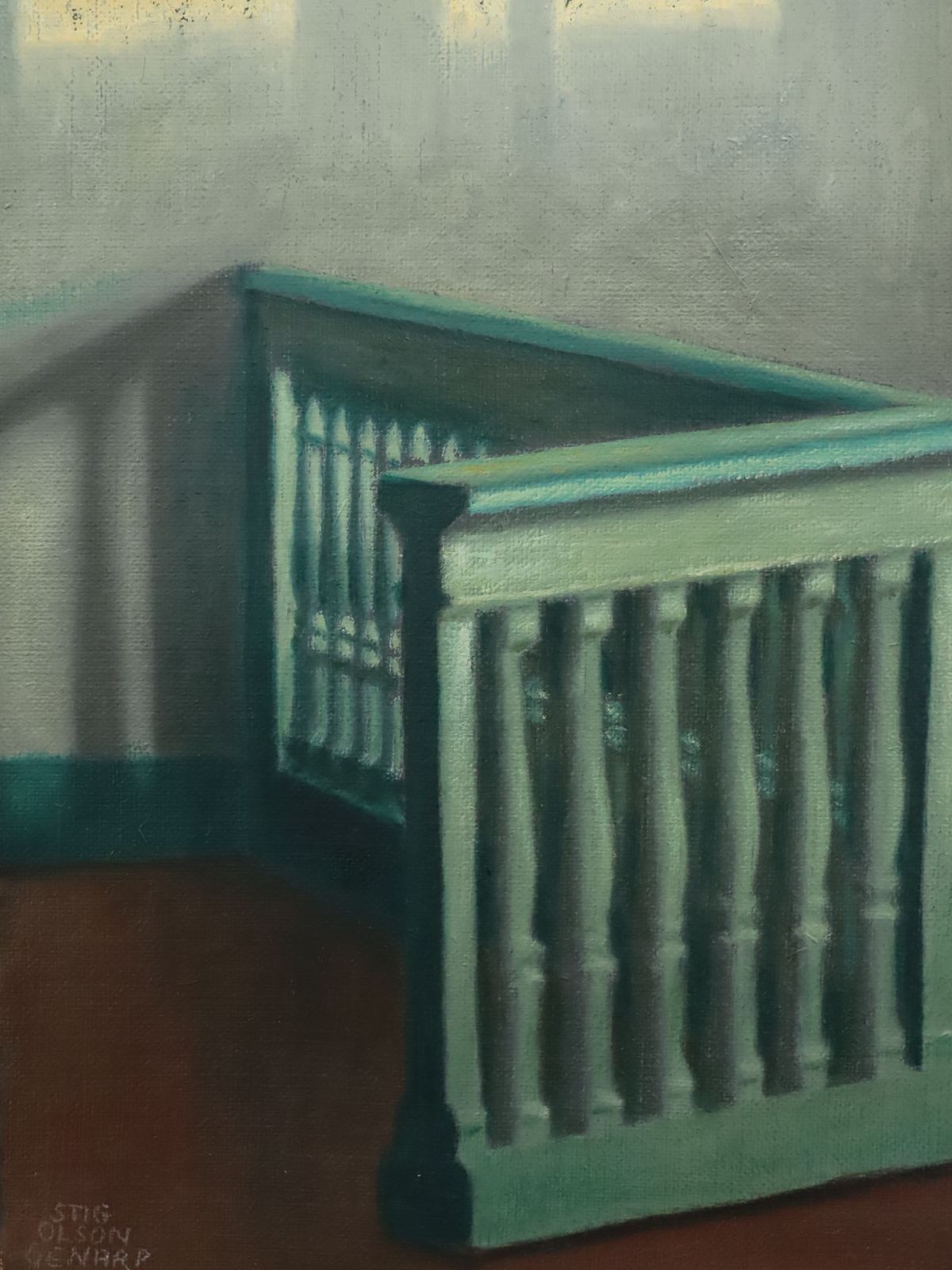 Kunst Sunlit Landing, olieverfschilderij, midden 20e eeuw photo