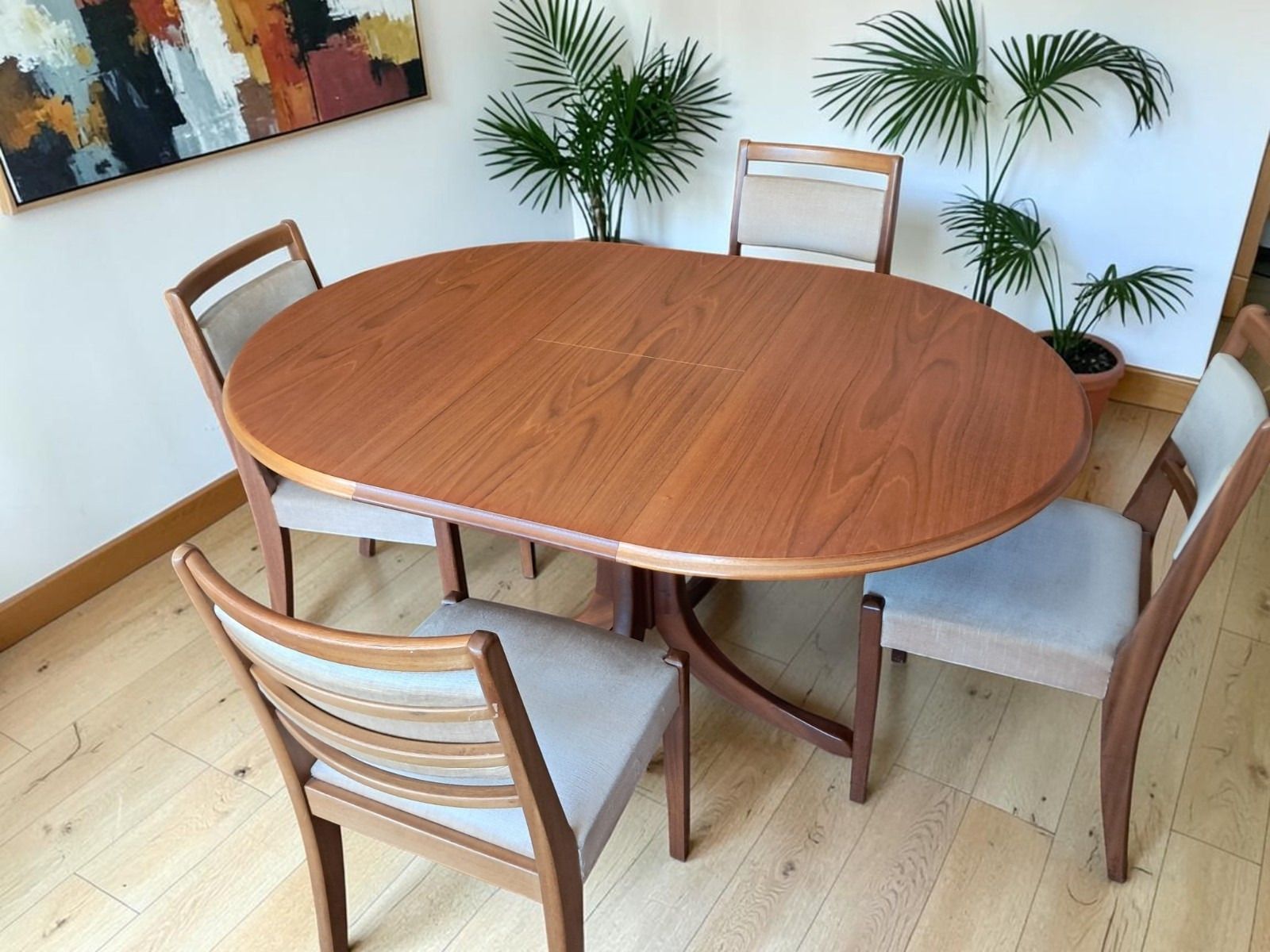 Mid Century Vintage Teak Extending Dining Table & 4 Chairs Dining Set 1970's