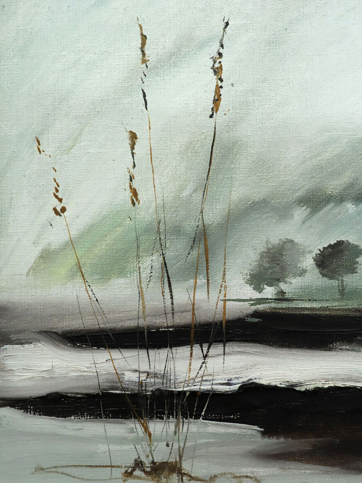 Winter Reeds - Olieverfschilderij, midden 20e eeuw photo furniture
