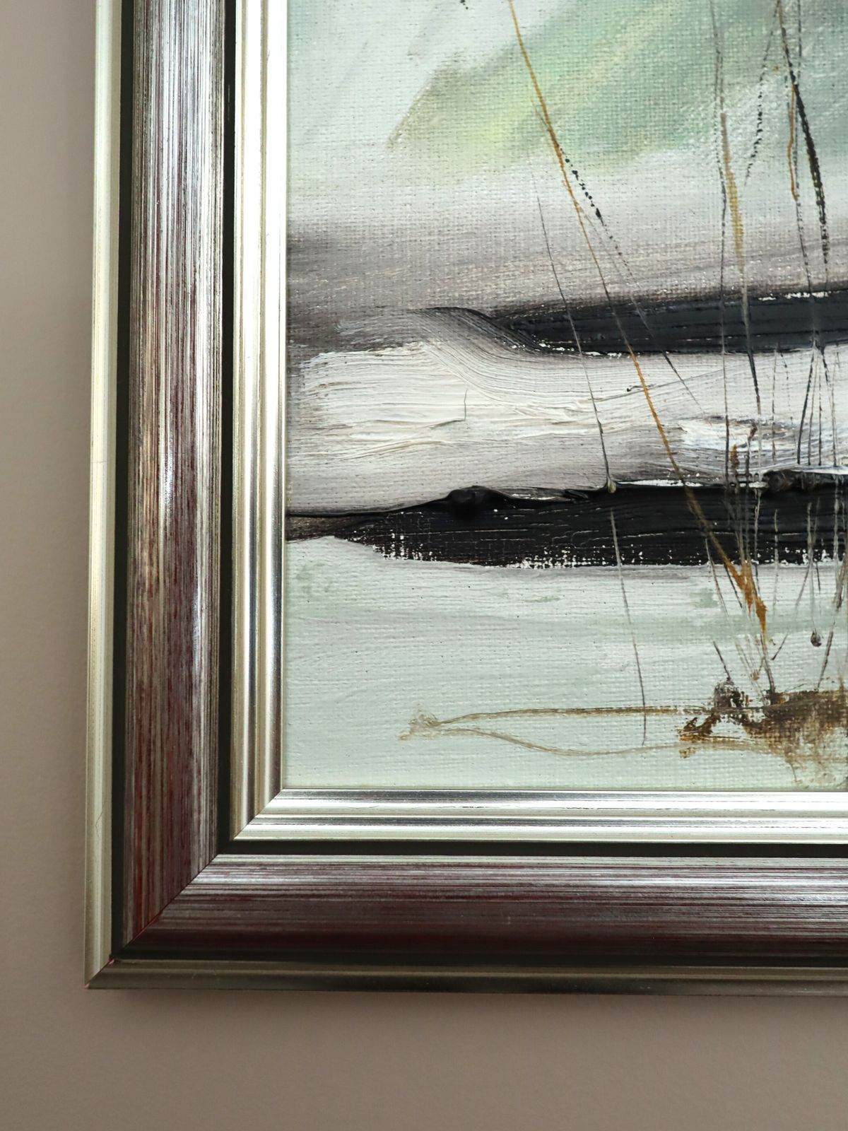 Winter Reeds - Olieverfschilderij, midden 20e eeuw photo vinterior