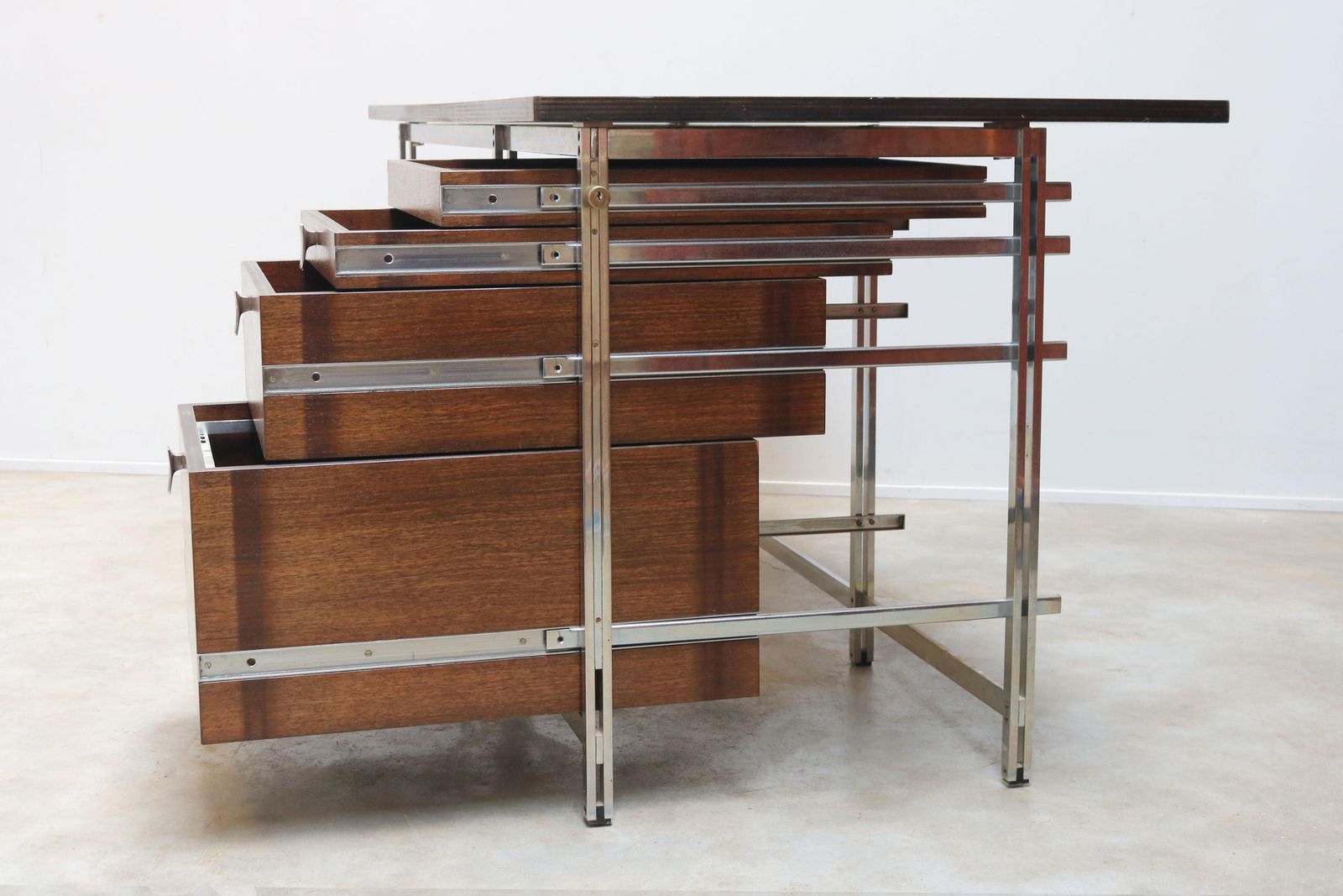 photo furniture Rare Mutenyé Wood Design Desk By Jules Wabbes For Mobilier Universel 1960