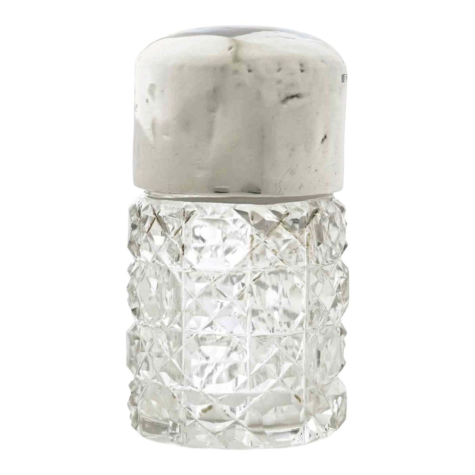 Vintage Cut Glass Vanity Jar With Sterling Silver Lid–Crystal Trinket... 1960s