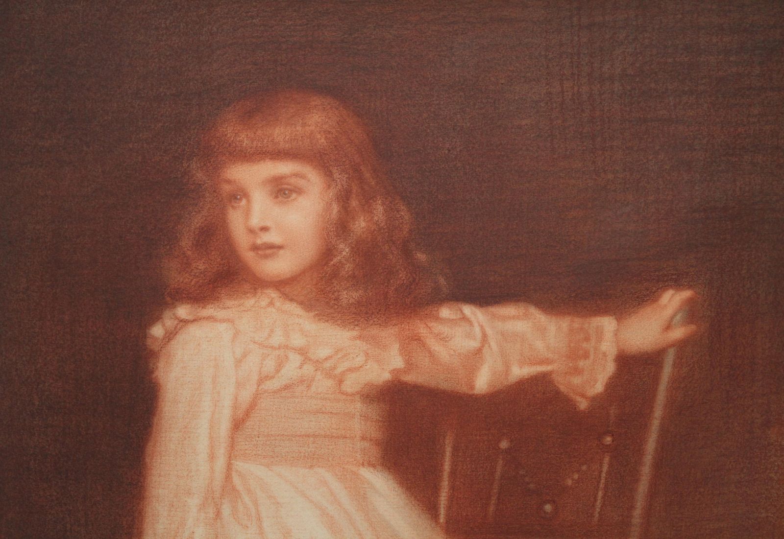 Edward Robert Hughes Portrait Of Elaine Blunt   British 19th Century Art Pre Raphaelite Chalk Drawing 1896 photo 9000.0